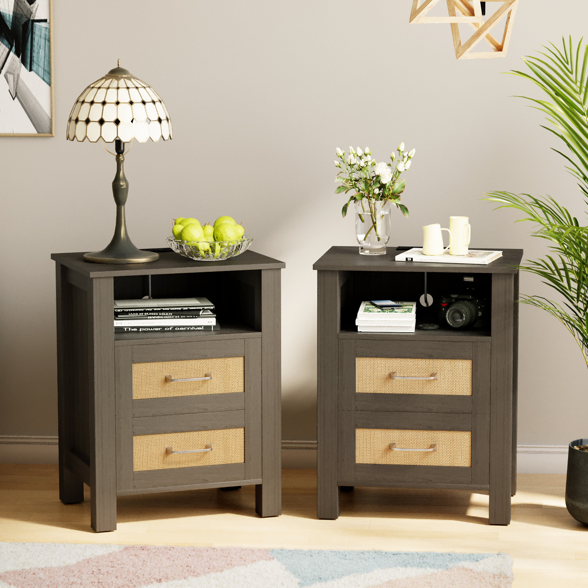 homall-bedroom-rattan-nachttisch-beige-1er-pack image 6