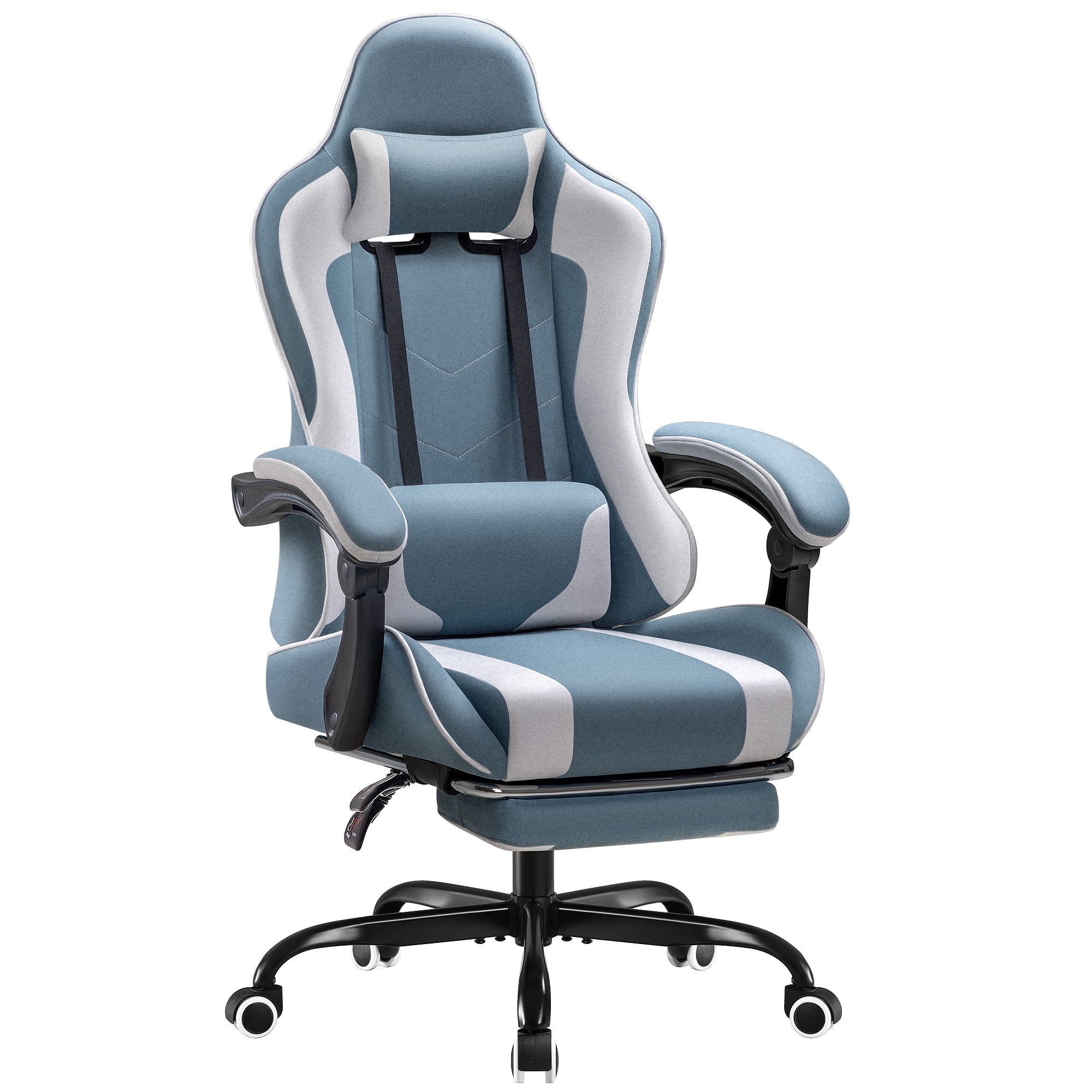 homall-gaming-chair-gaming-stuhl-stoff-gr-n-mit-fu-st-tze image 1