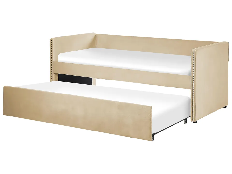 beliani-troyes-tagesbett-90x200-beige-samt-ausziehbar image 1
