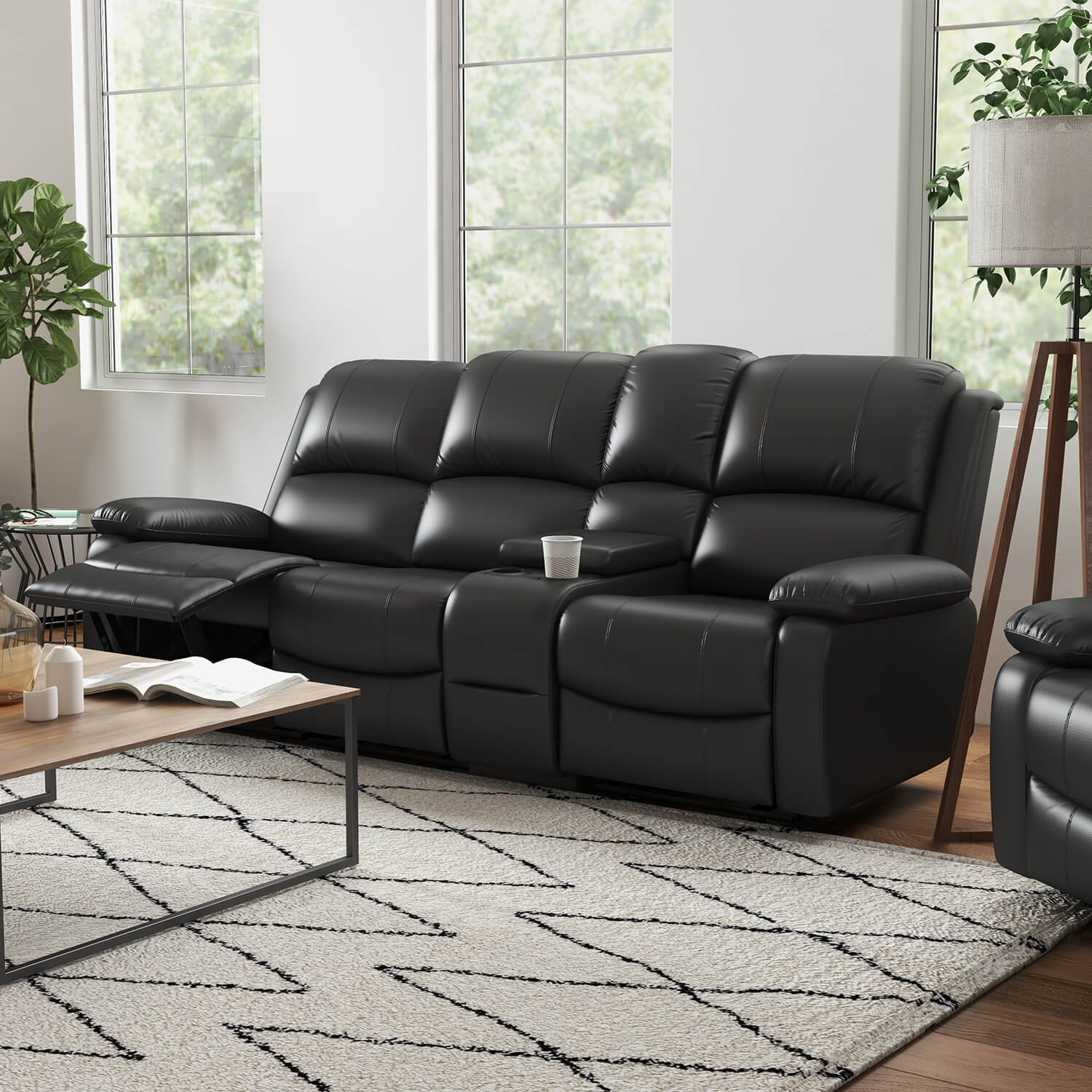 homall-recliner-chair-sessel-set-1-2-3-kunstleder-schwarz image 8