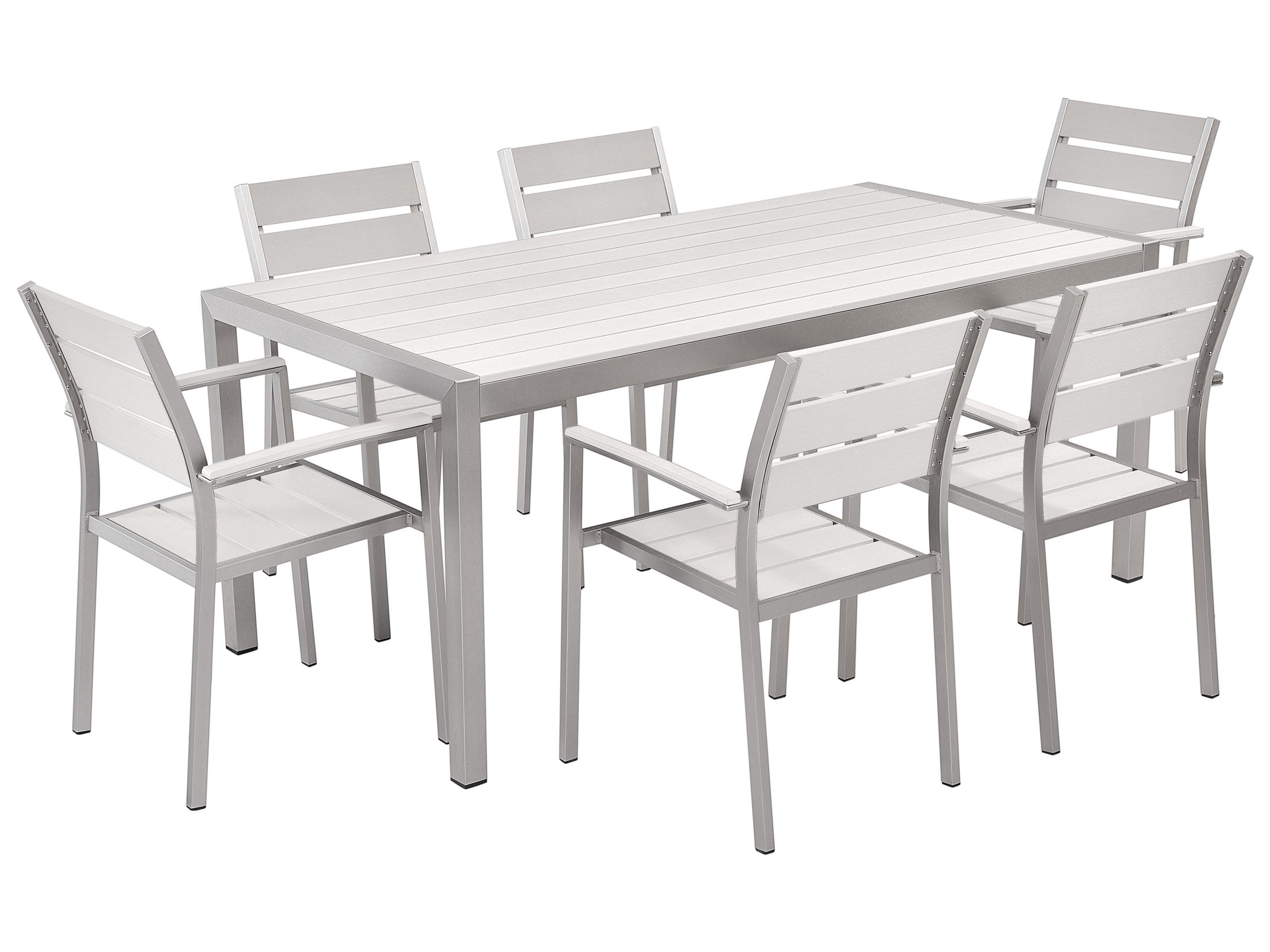 beliani-vernio-gartenset-wei-tisch-6-st-hle image 1