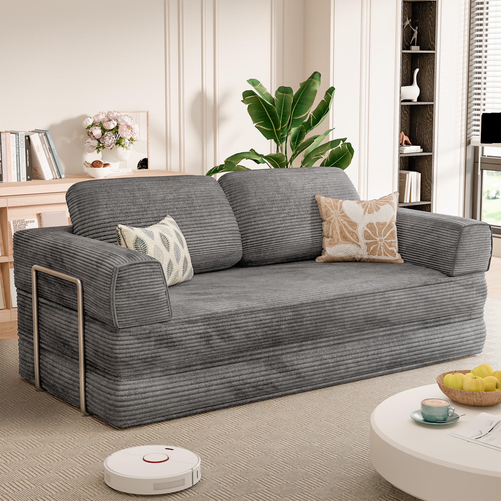 homall-sofa-4-in-1-cord-schlafsofa-gr-n-klappbar-schaum image 2