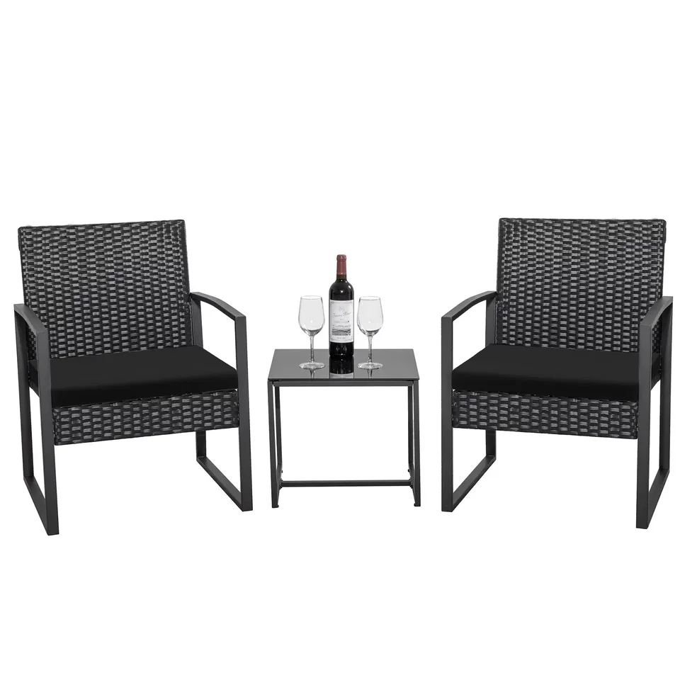 homall-patio-furniture-bistro-set-rattan-schwarz-3-teilig image 1