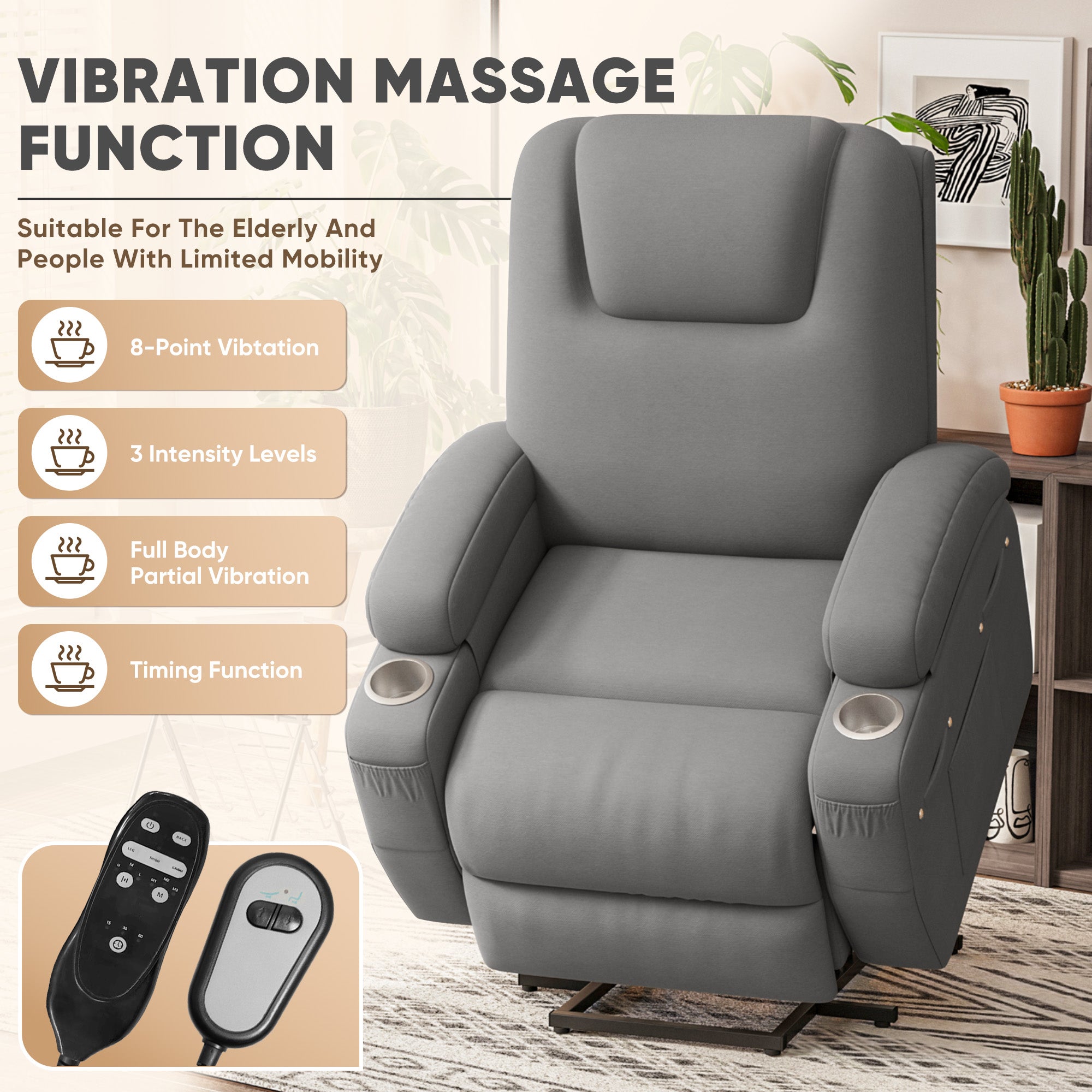 homall-recliner-chair-fernsehsessel-grau-stoff-mit-massage image 3
