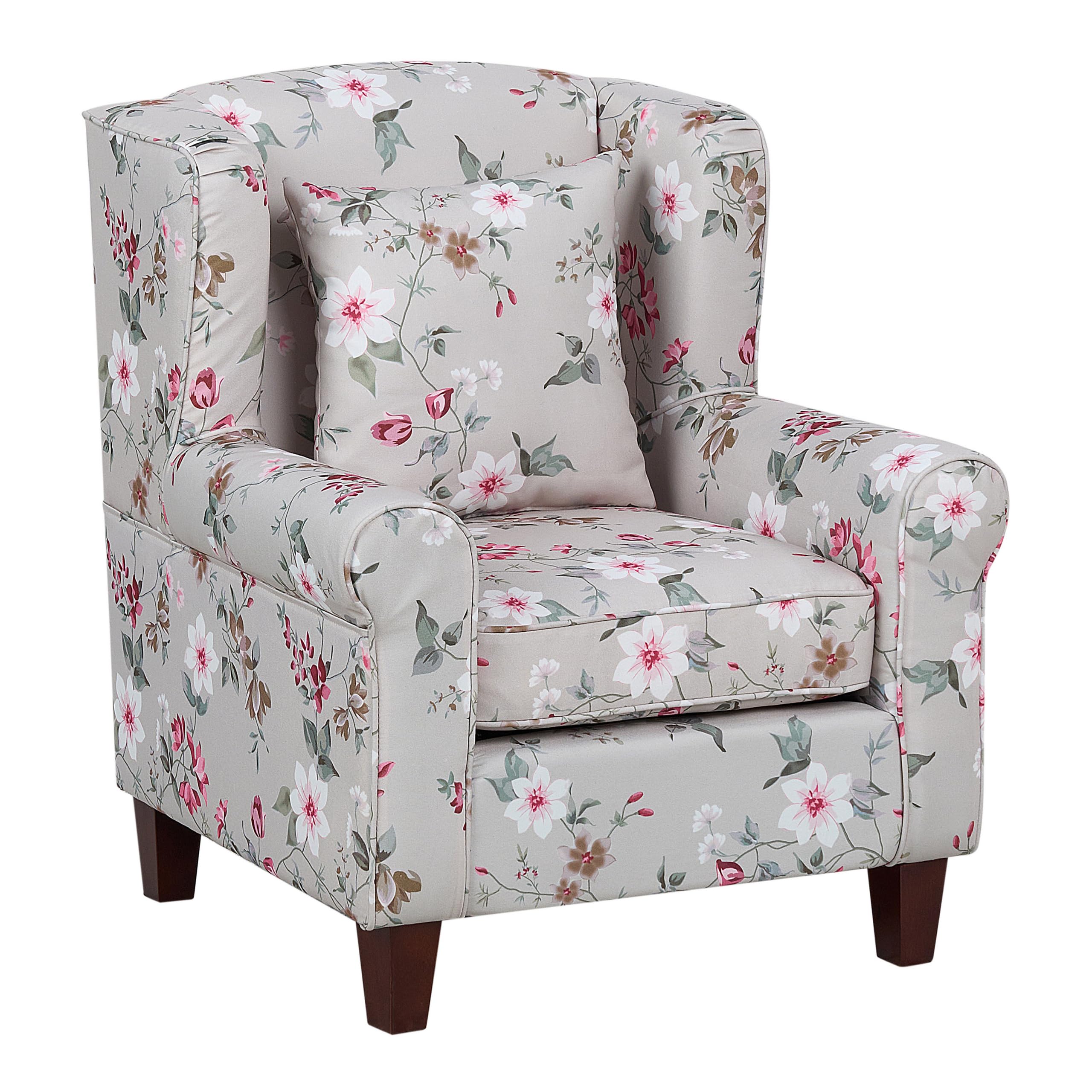 beliani-hamar-sessel-mit-hocker-hellgrau-blumenmuster-stoff image 6