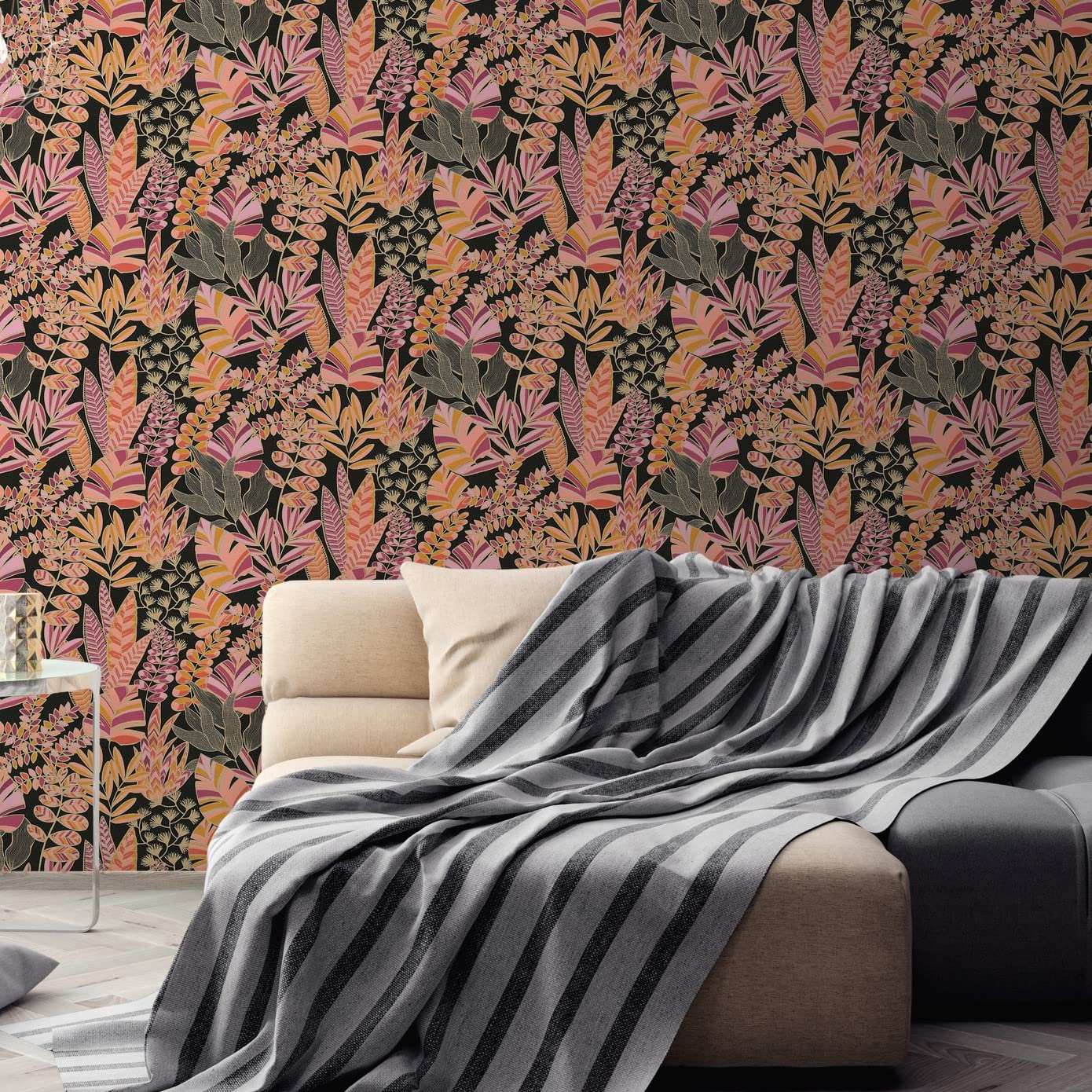 a-s-cr-ation-antigua-390953-vliestapete-schwarz-pink-bl-tter image 7