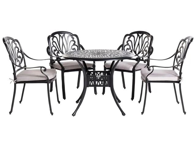 beliani-ancona-gartenset-aluminium-schwarz-tisch-4-st-hle image 1