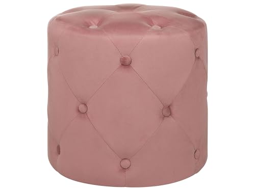 beliani-corolla-pouf-samt-rosa-rund-40-cm-chesterfield image 7