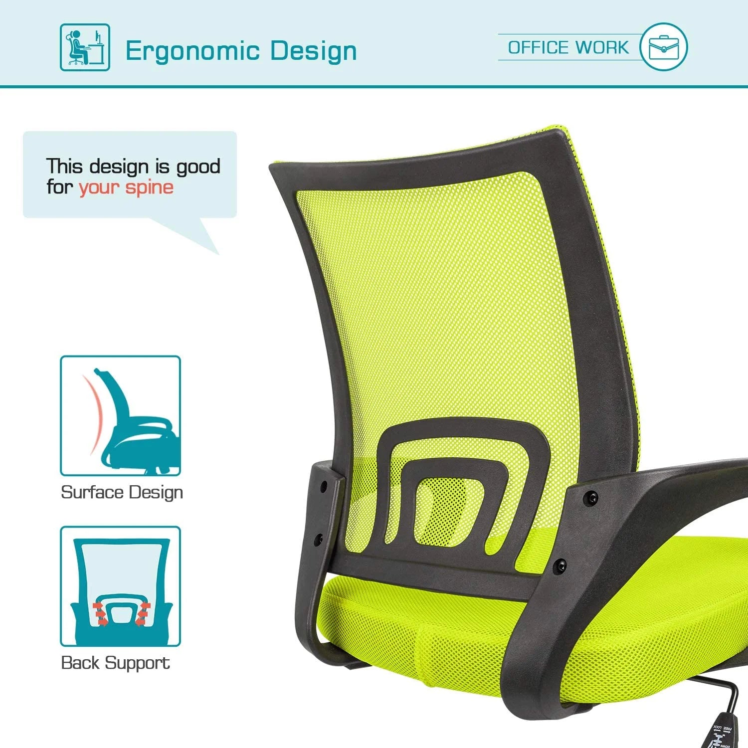 homall-office-mesh-chair-b-rostuhl-gr-n-mit-armlehnen image 5