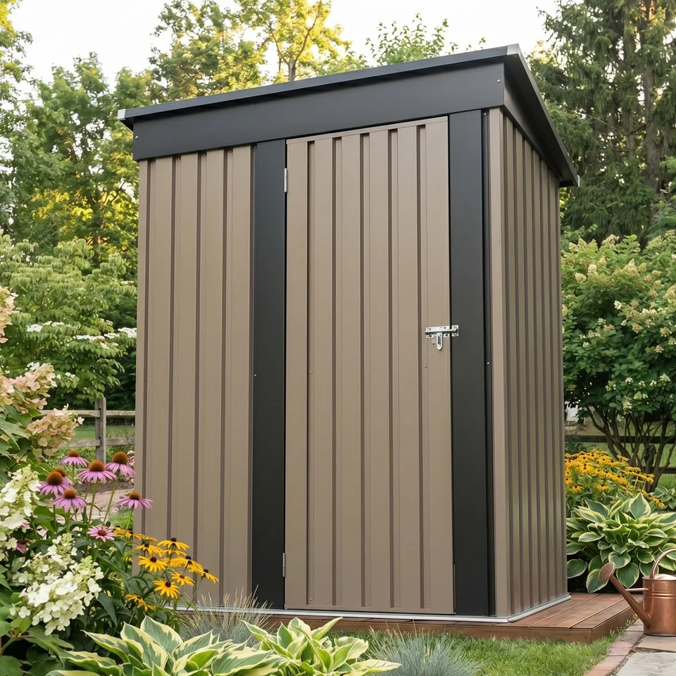 homall-metal-shed-ger-tehaus-metall-5x3-ft-braun-abschlie-bar image 1