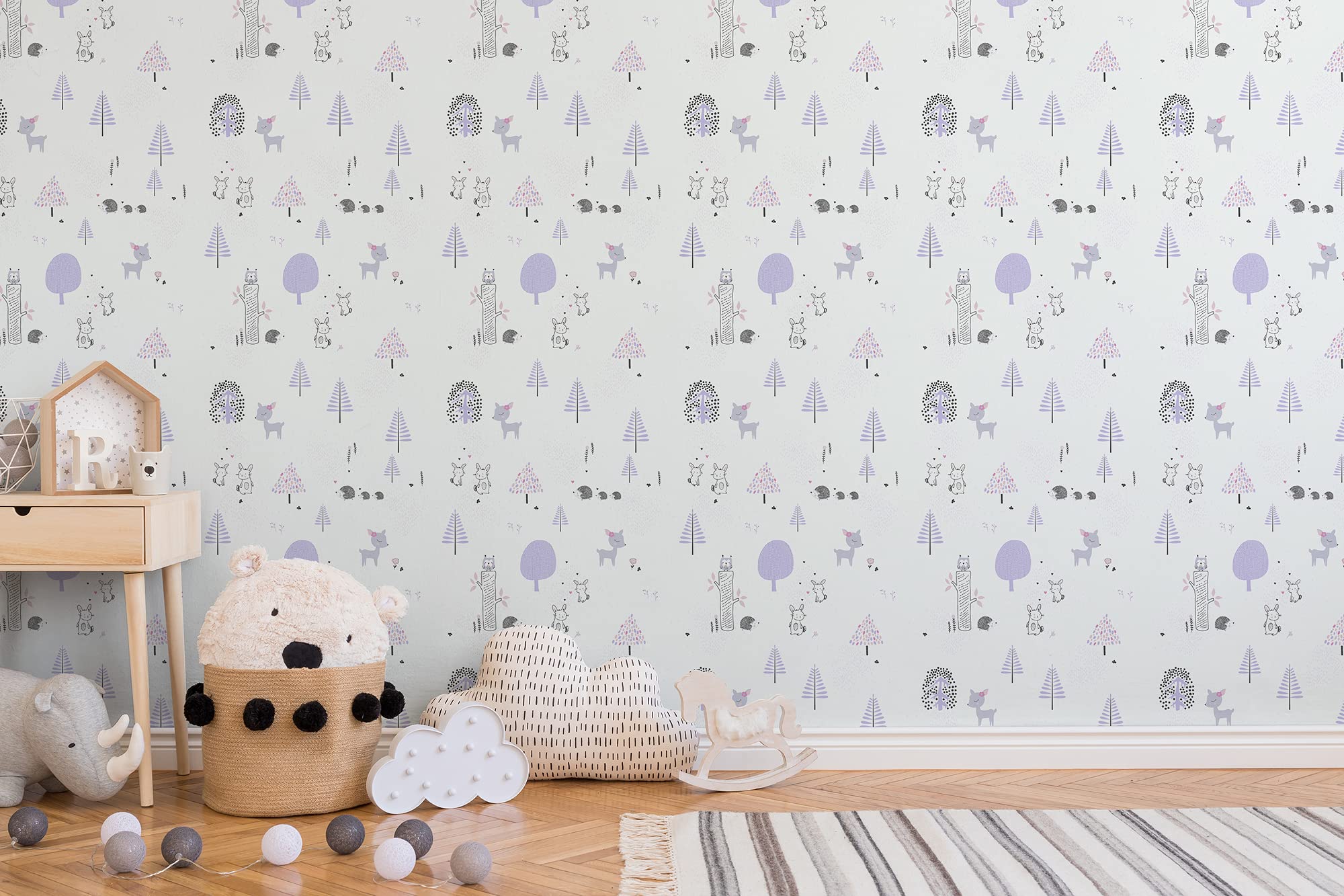 a-s-cr-ation-little-love-kindertapete-381171-lila-waldtiere image 2