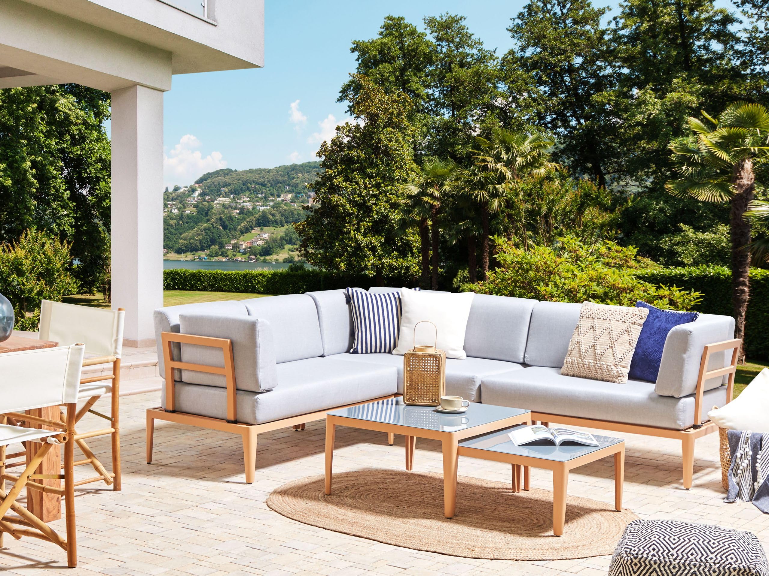 beliani-rima-iii-lounge-set-aluminium-6-sitzer-grau image 2