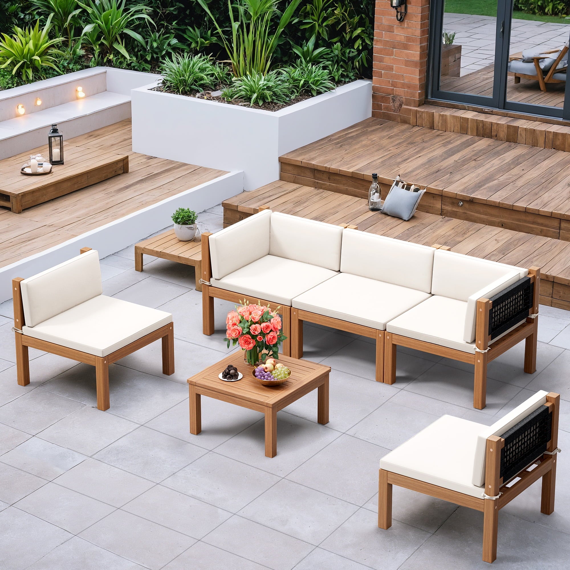 homall-patio-furniture-gartenm-bel-set-6-teilig-akazie-wei image 3