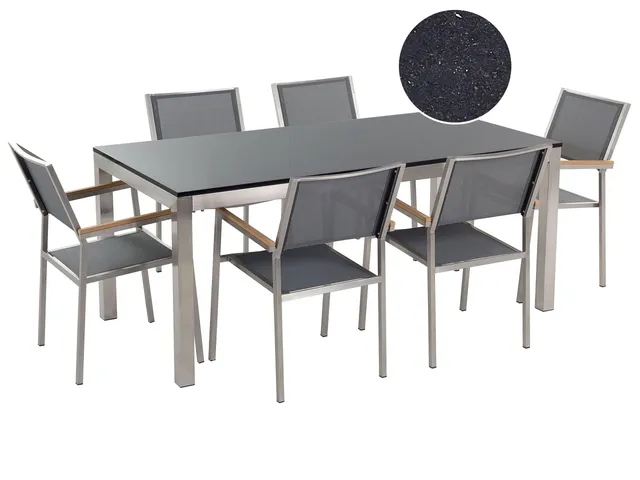 beliani-grosseto-gartenm-bel-set-180cm-6-st-hle-grau image 1