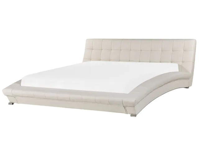 beliani-lille-lederbett-180x200-cm-wei-mit-lattenrost image 1
