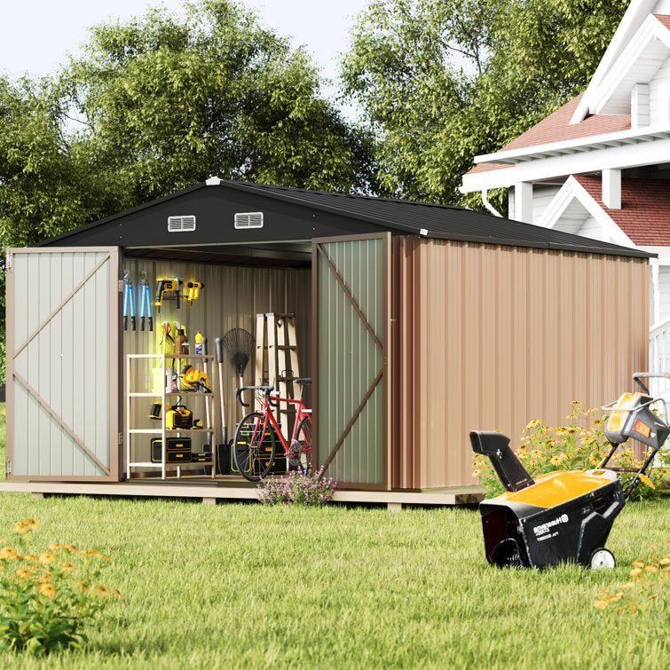 homall-metal-shed-ger-tehaus-metall-braun-10x10-ft image 2