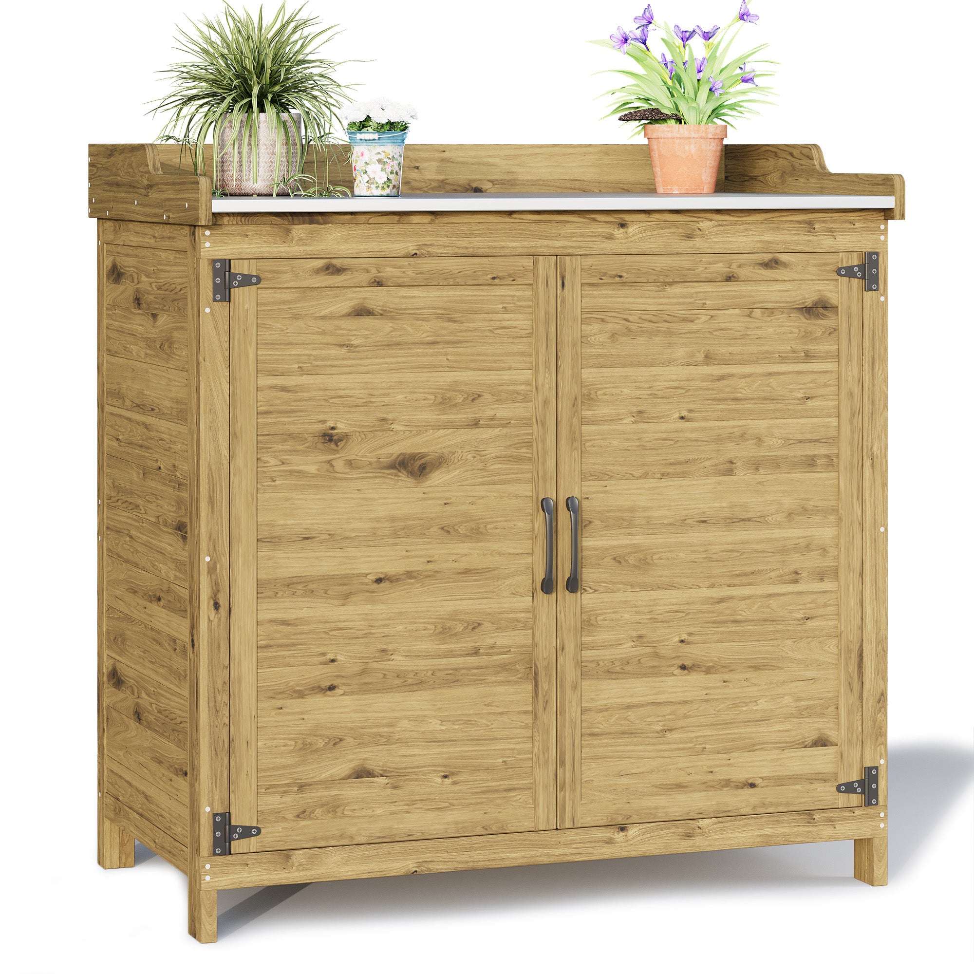bealife-cc50-gartenschrank-natur-holz-mit-arbeitsplatte image 2