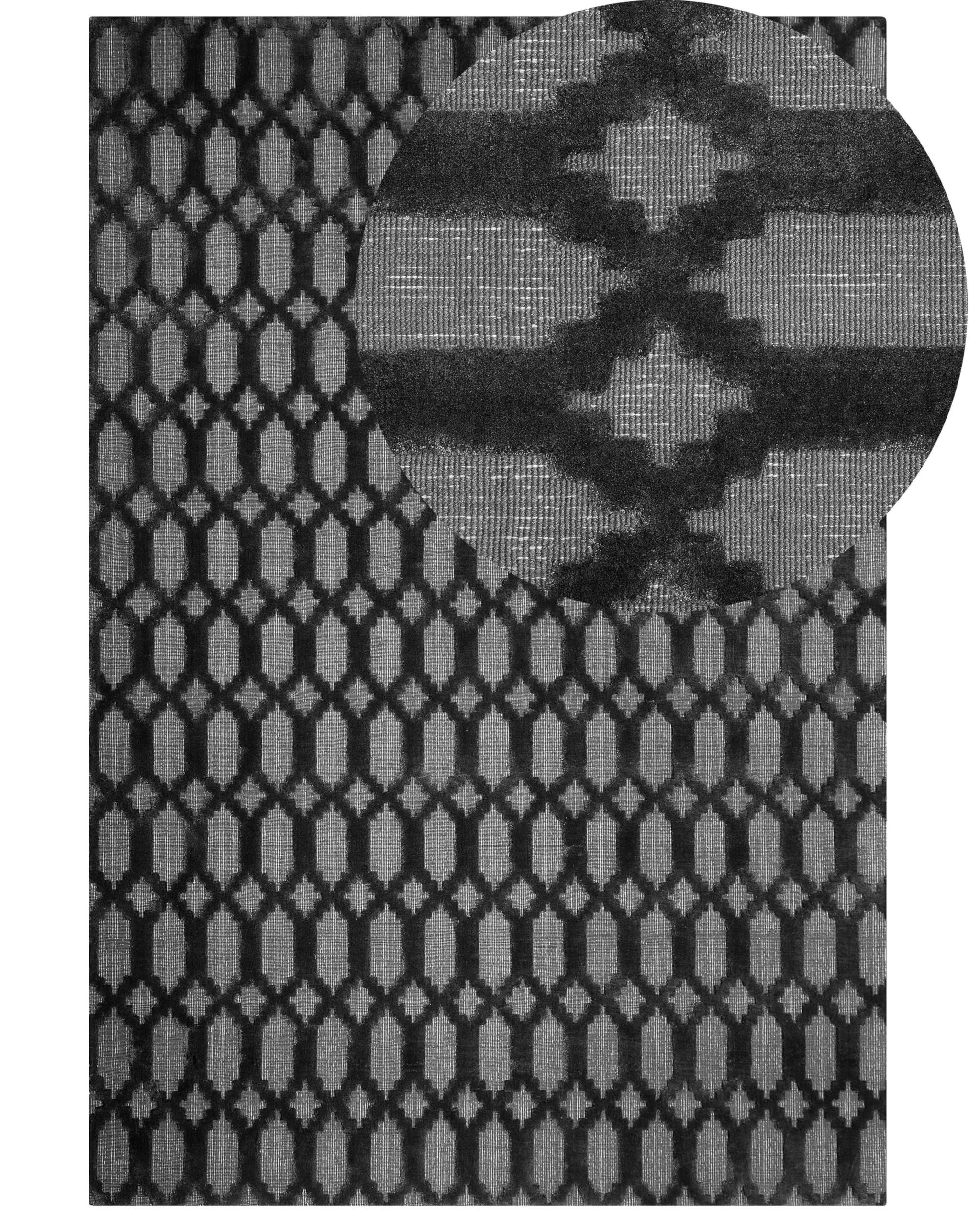 beliani-cizre-teppich-160x230-dunkelgrau-viskose-handgewebt image 1