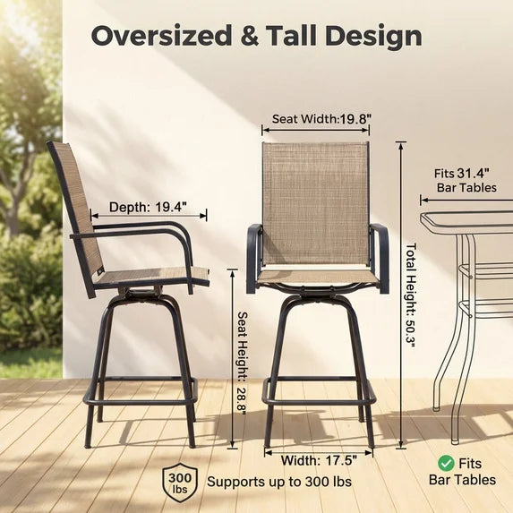 homall-bar-stool-barhocker-beige-2er-set-drehbar-outdoor image 4