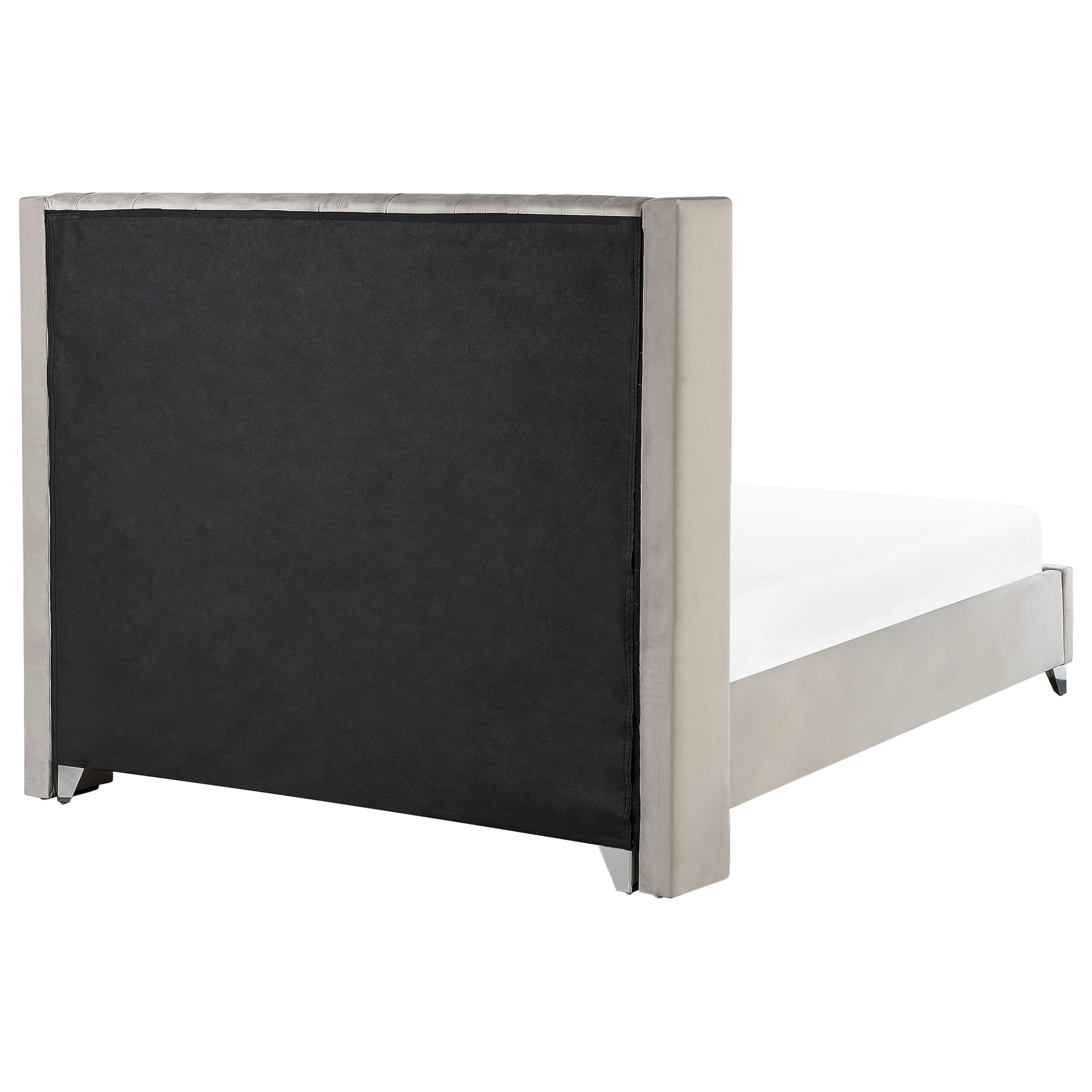 beliani-lubbon-samtbett-180x200-hellgrau-chesterfield image 5