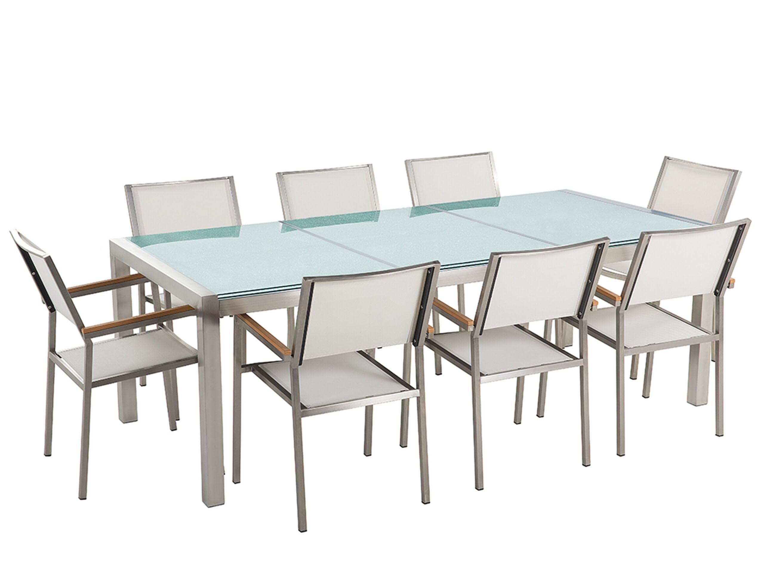 beliani-grosseto-gartenm-bel-set-wei-glas-220-cm-8-st-hle image 1