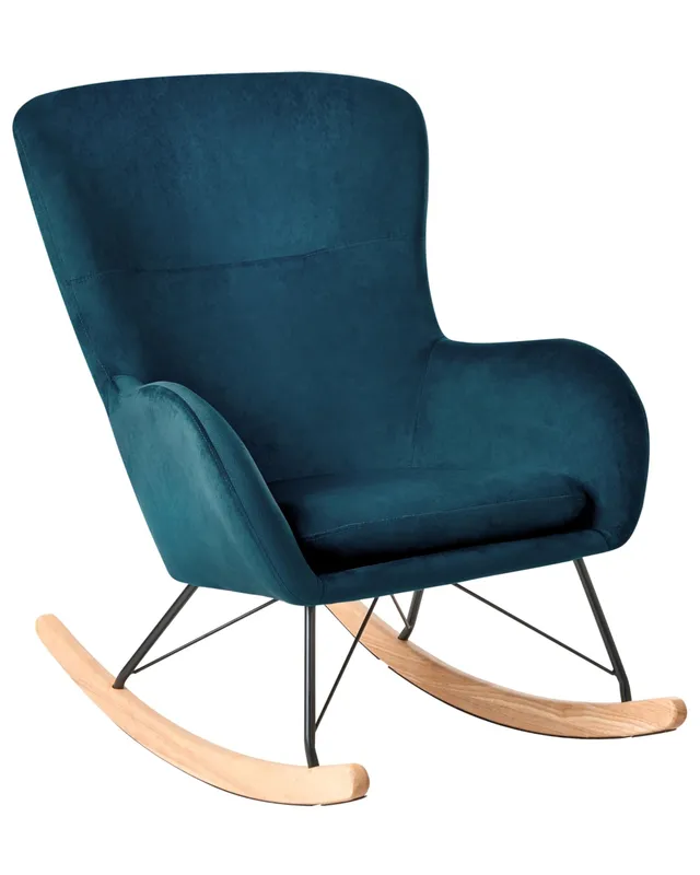 beliani-ellan-schaukelsessel-samt-blaugr-n-mit-kufen image 1