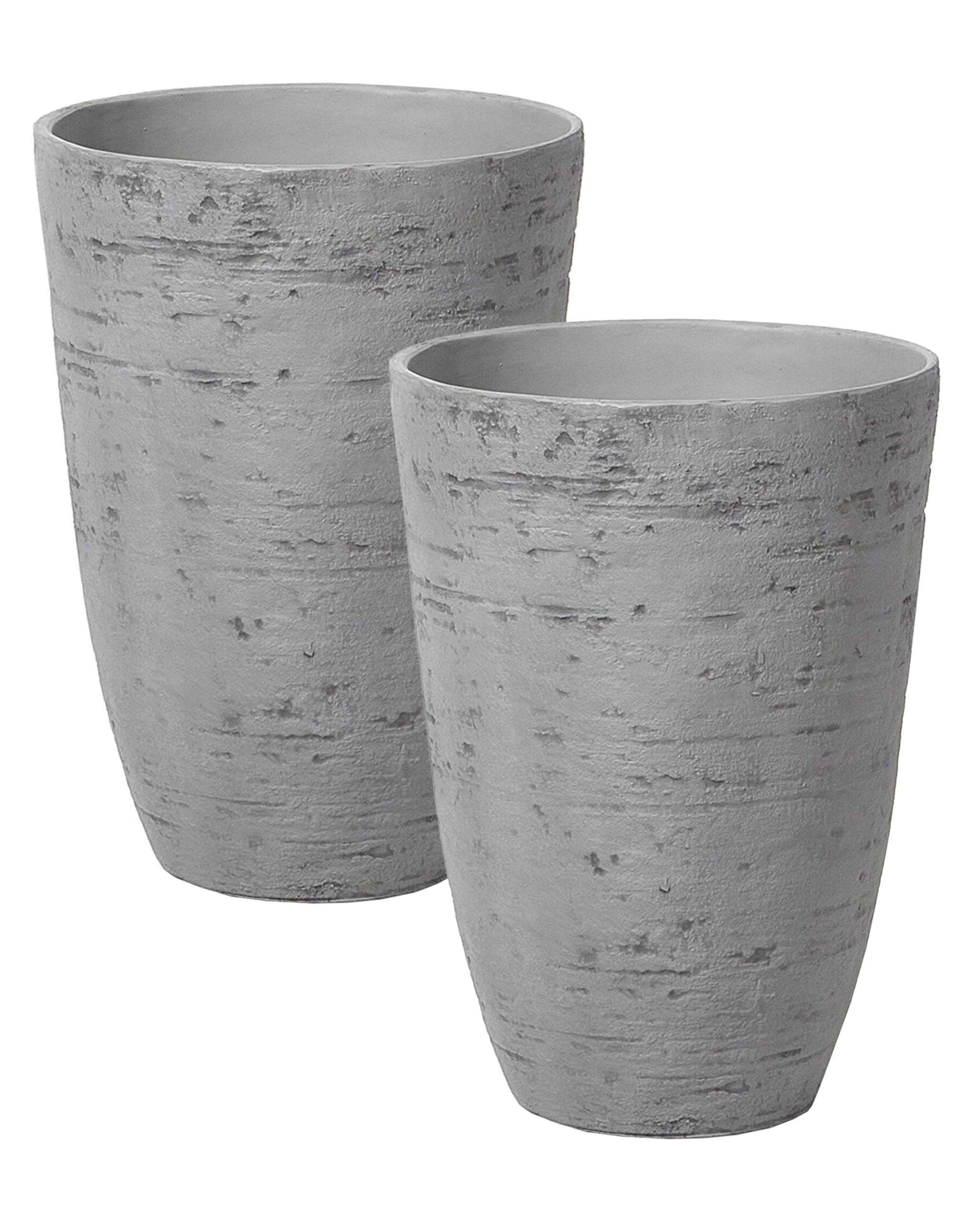 beliani-camia-blumentopf-2er-set-grau-rund-35x50-cm-stein image 1