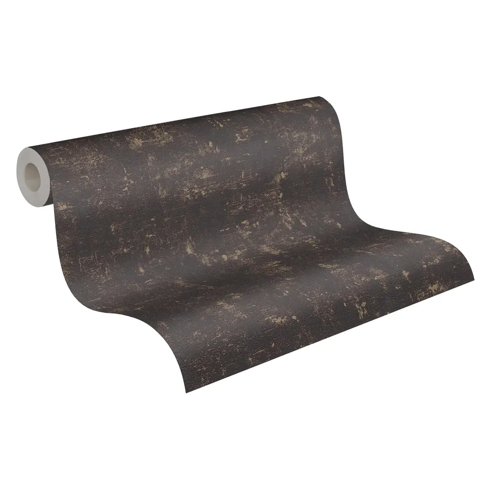 a-s-cr-ation-vliestapete-schwarz-gold-bast-metallic-look image 1
