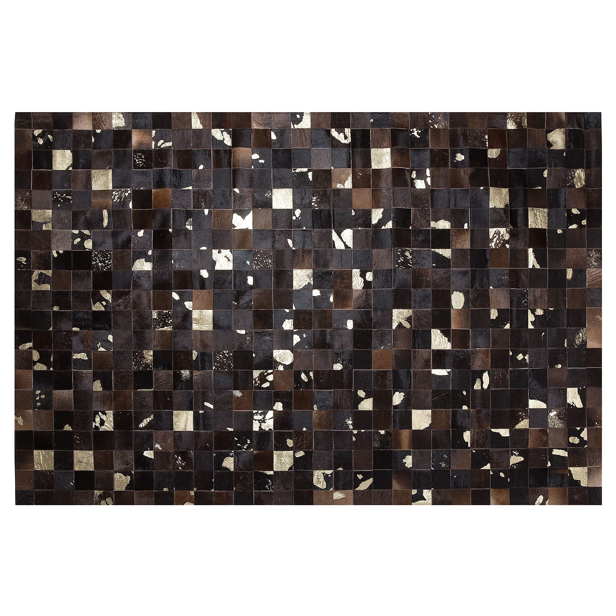 beliani-bandirma-lederteppich-patchwork-braun-gold-140x200 image 3