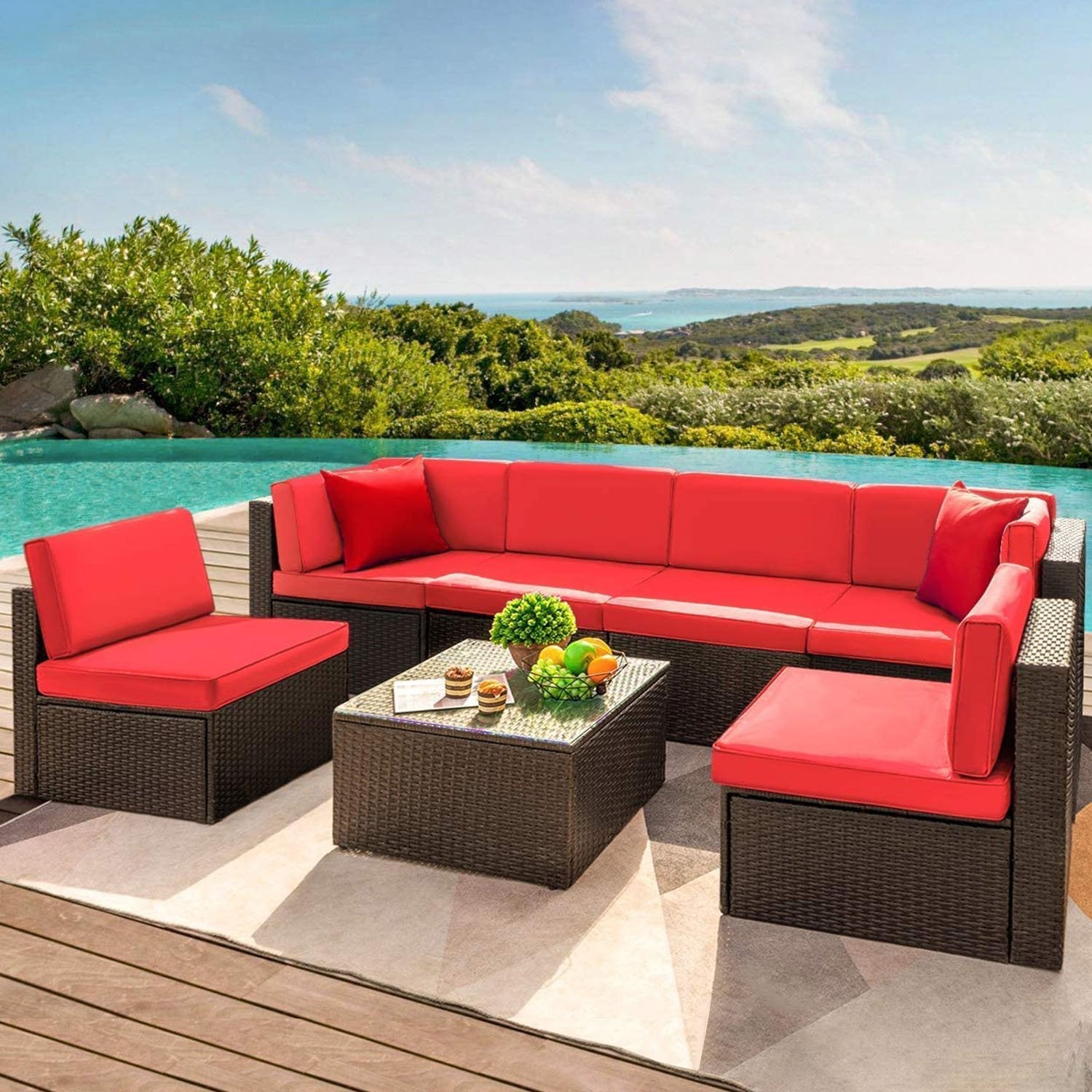 homall-patio-furniture-lounge-set-beige-7-teilig-rattan image 2