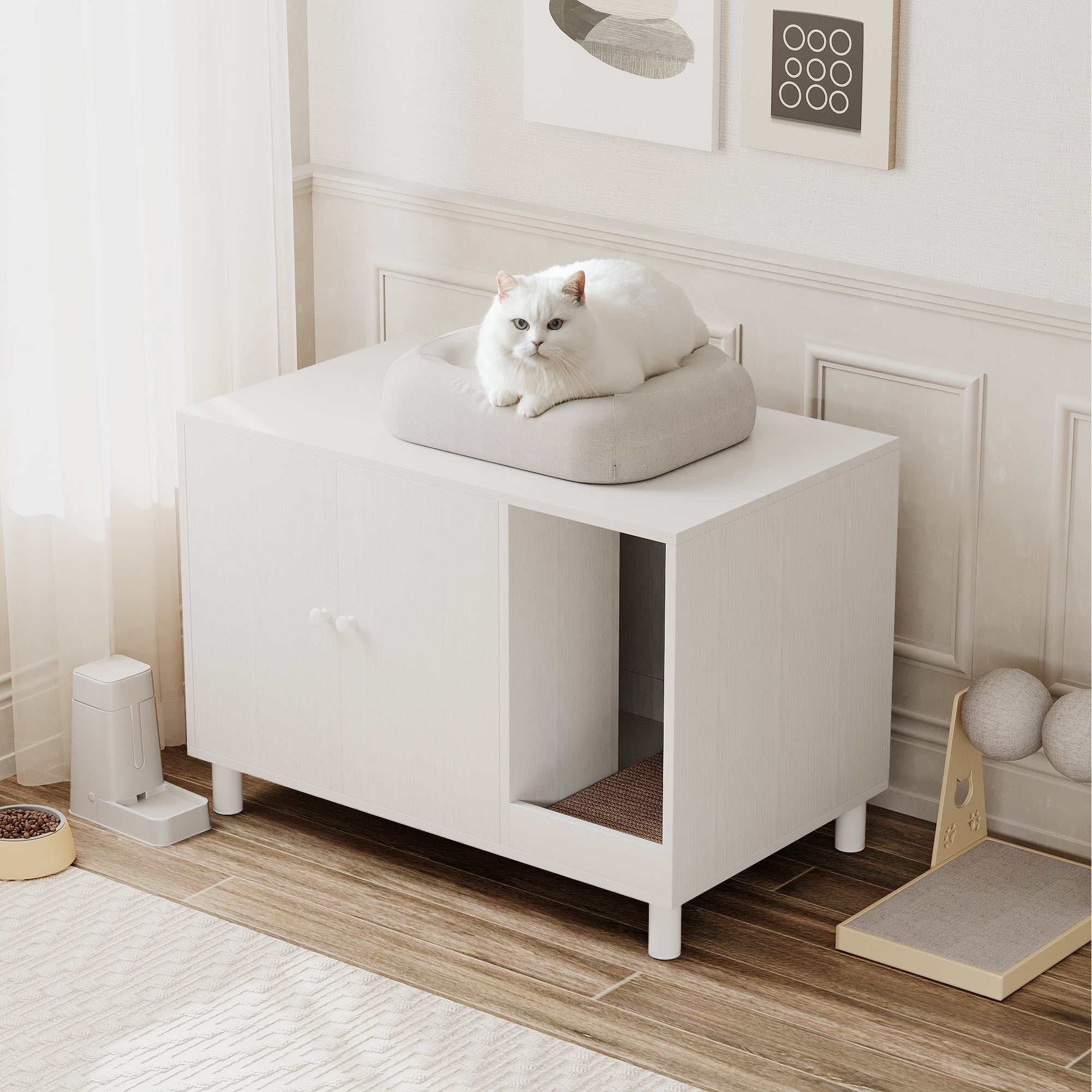 homall-shelf-katzenschrank-katzenklo-m-bel-wei-mit-matte image 4
