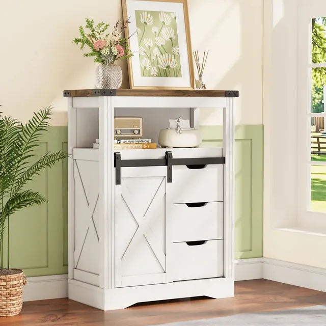 homall-shelf-sideboard-landhaus-3-schubladen-schiebet-r-holz image 1