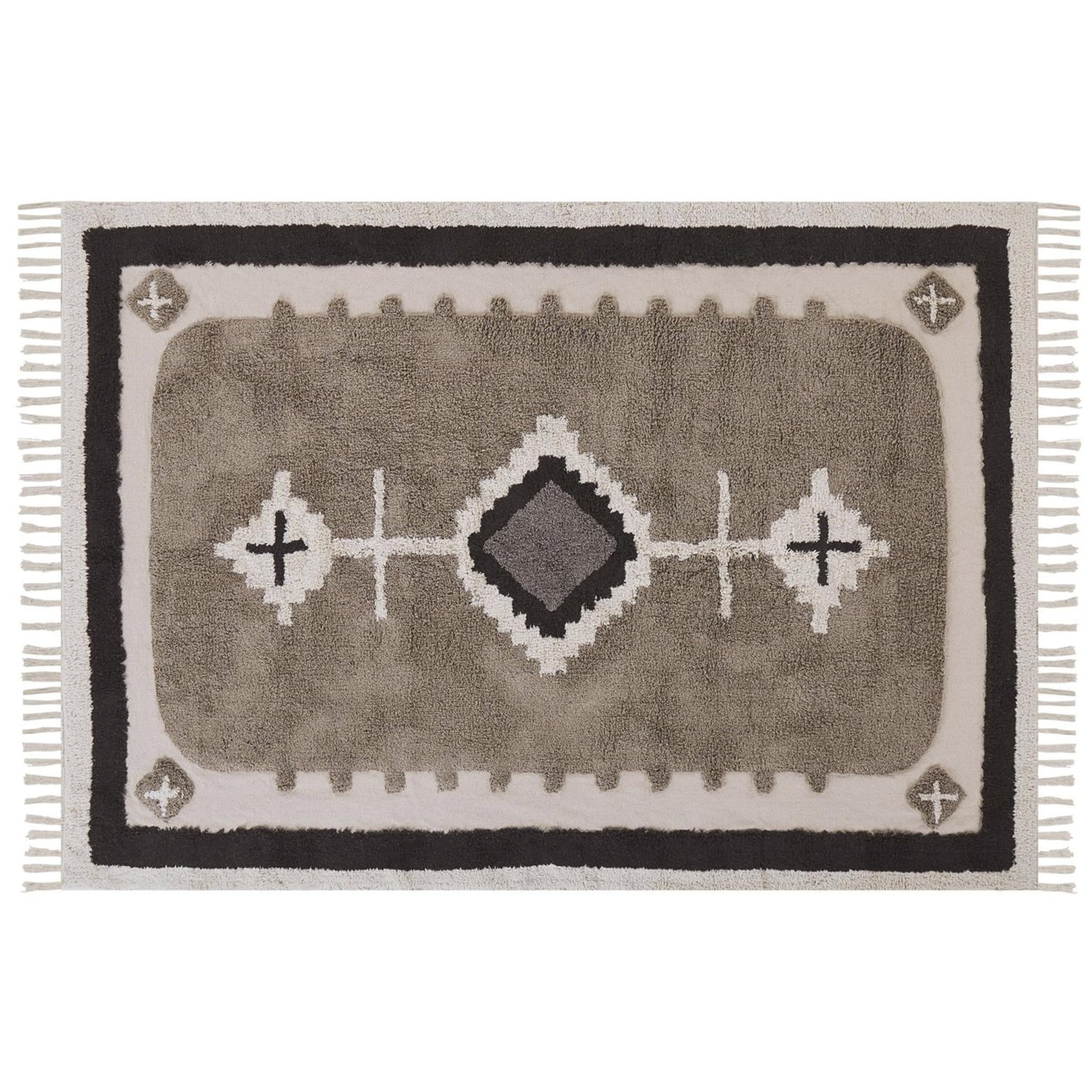 beliani-geyve-baumwollteppich-160x230-beige-braun-fransen image 1