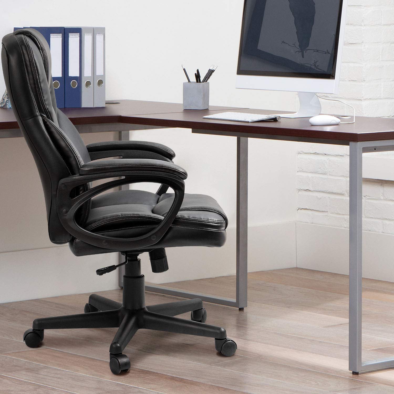 homall-office-leather-chair-b-rostuhl-schwarz-kunstleder-hochlehner image 3