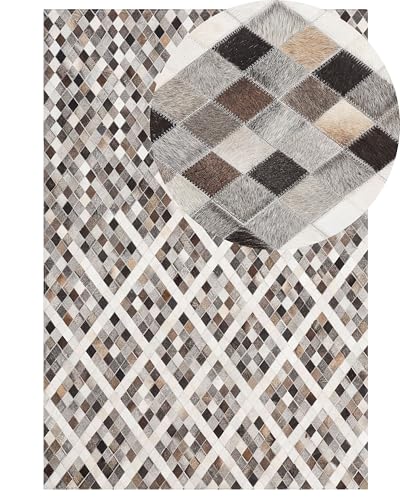 beliani-lederteppich-160x230-grau-patchwork-geometrisch-kuhfell image 7