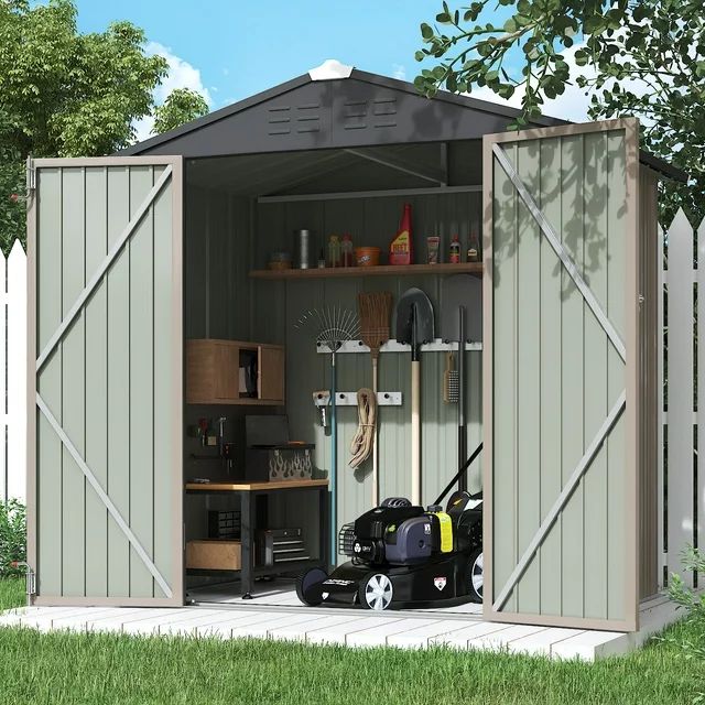 homall-metal-shed-ger-tehaus-metall-braun-6x8 image 7