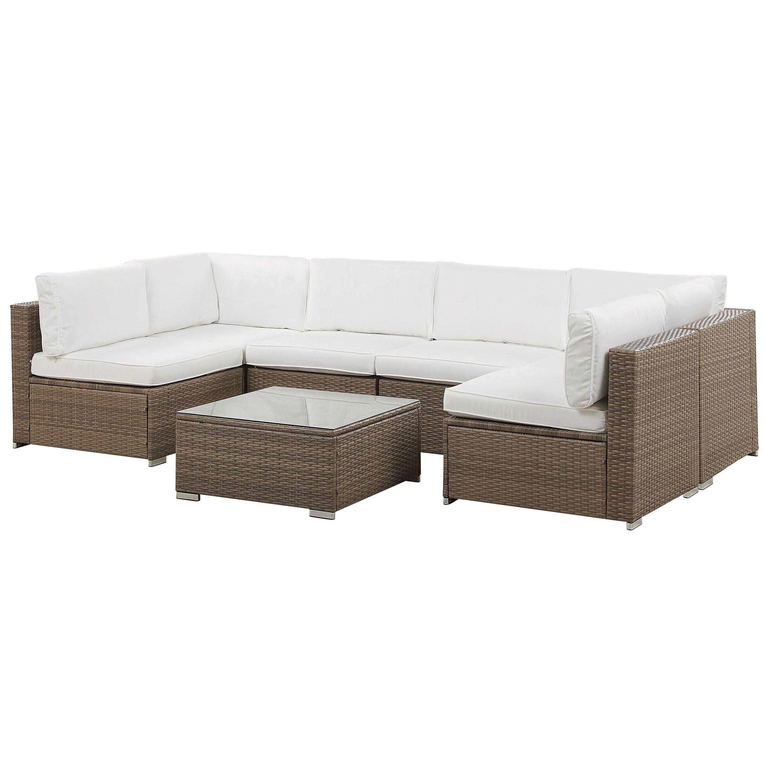 beliani-belvedere-lounge-set-rattan-6-sitzer-u-form-braun-wei image 4