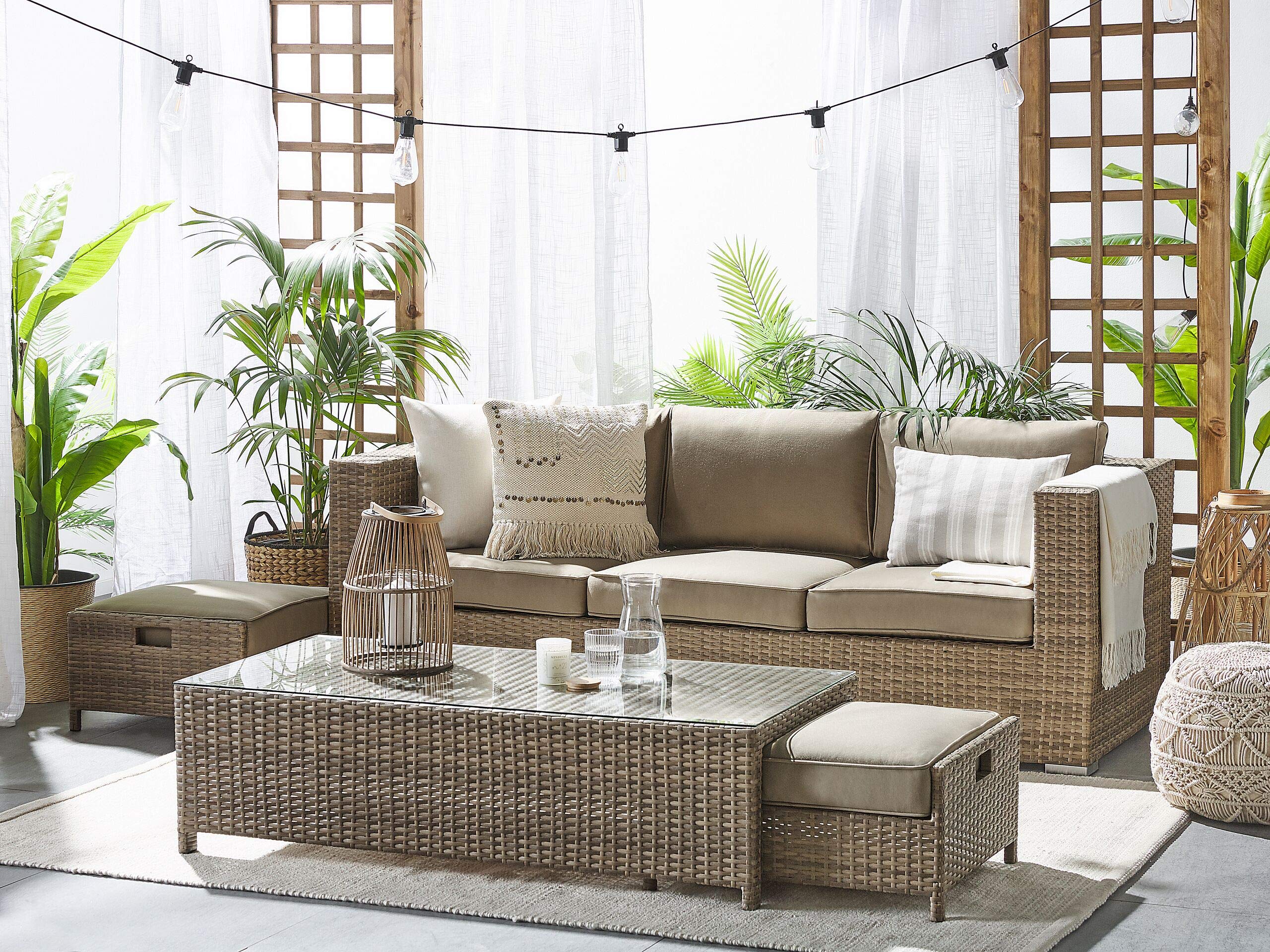 beliani-belluno-lounge-rattan-braun-5-personen-mit-glastisch image 2