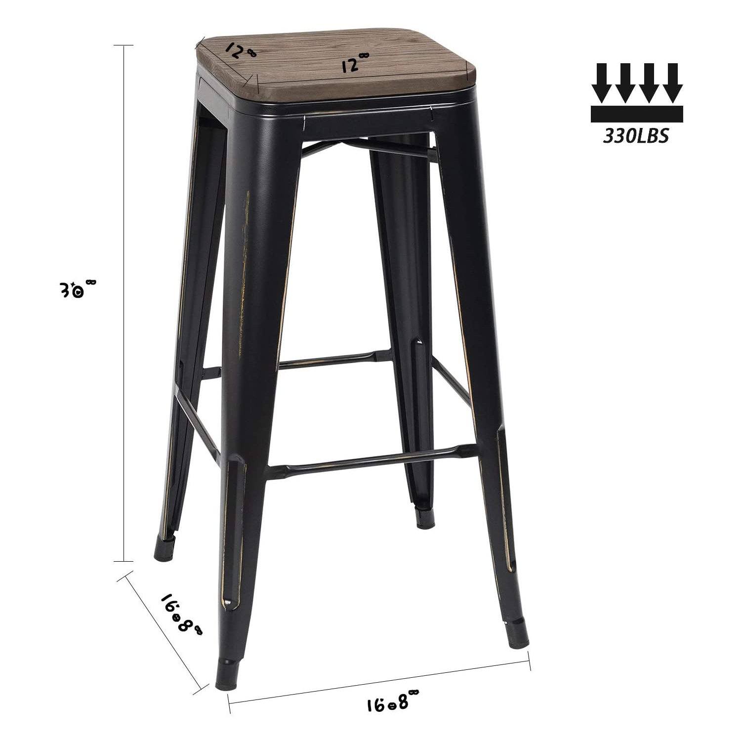 homall-metal-barhocker-4er-set-76-cm-schwarz-holz-industrial image 6