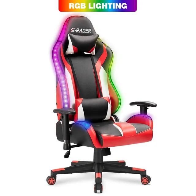 homall-gaming-desk-gaming-stuhl-rgb-schwarz-leder-led image 1