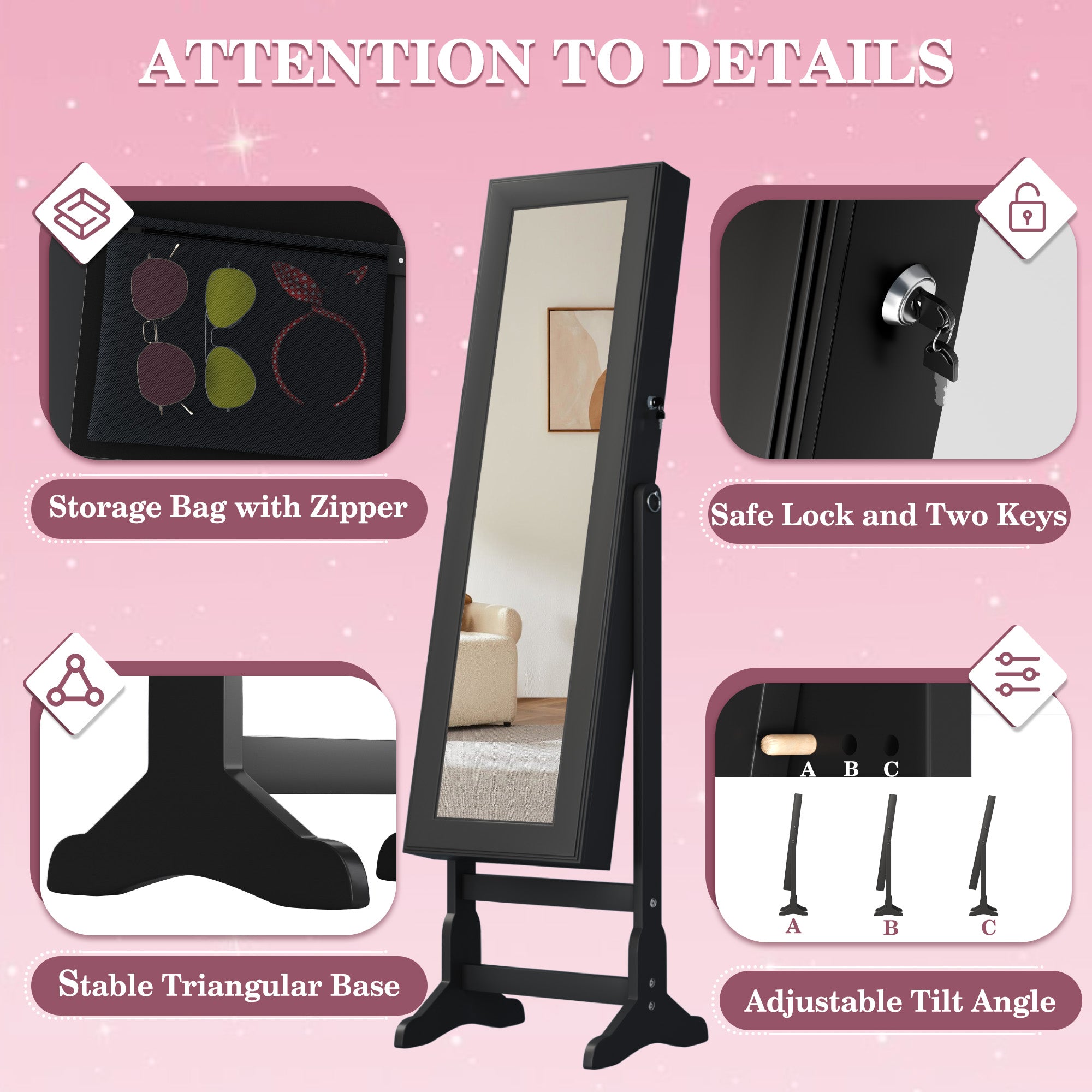 homall-shelf-schmuckschrank-wei-standspiegel-mit-led image 4