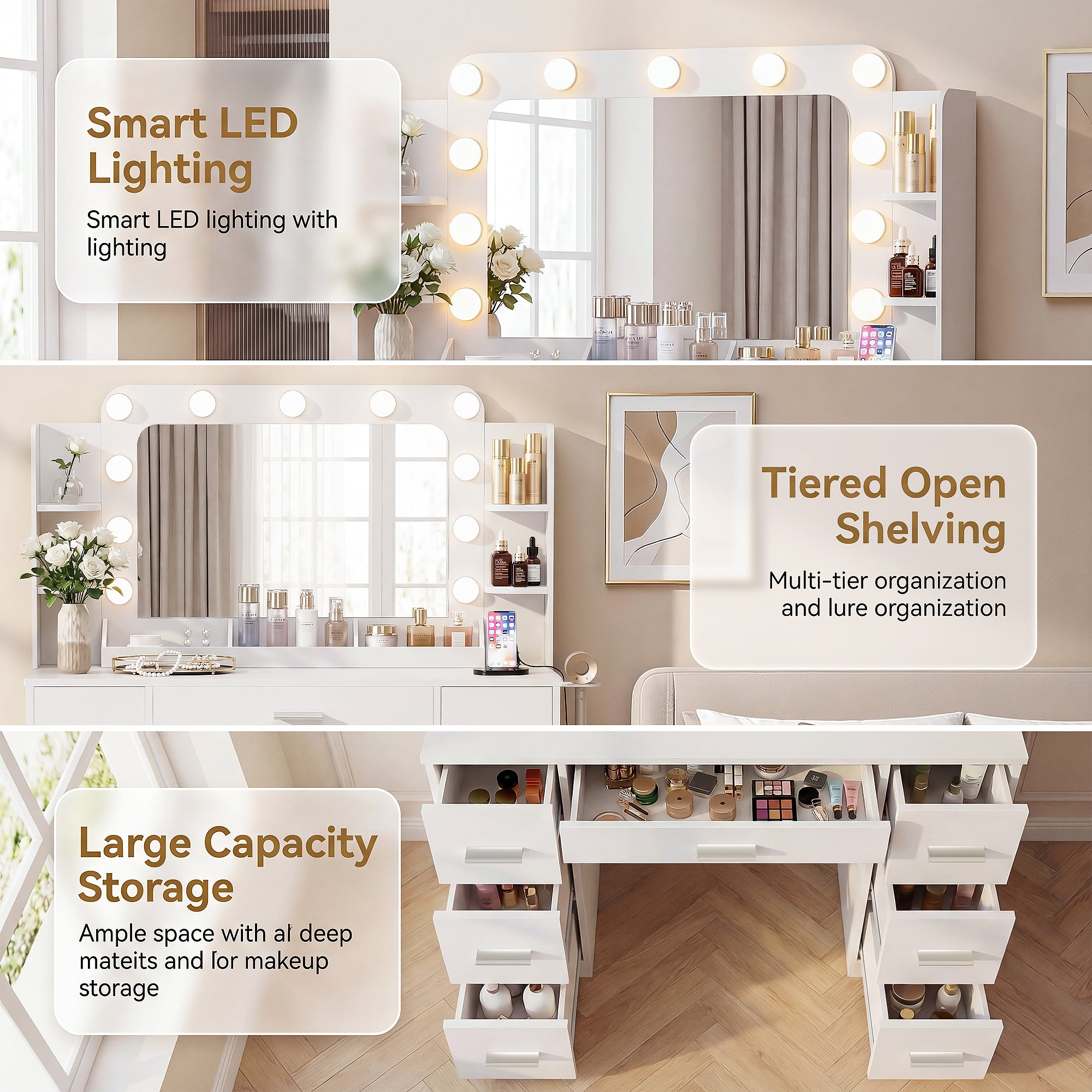 homall-bedroom-schminktisch-wei-mit-spiegel-led-steckdose image 8
