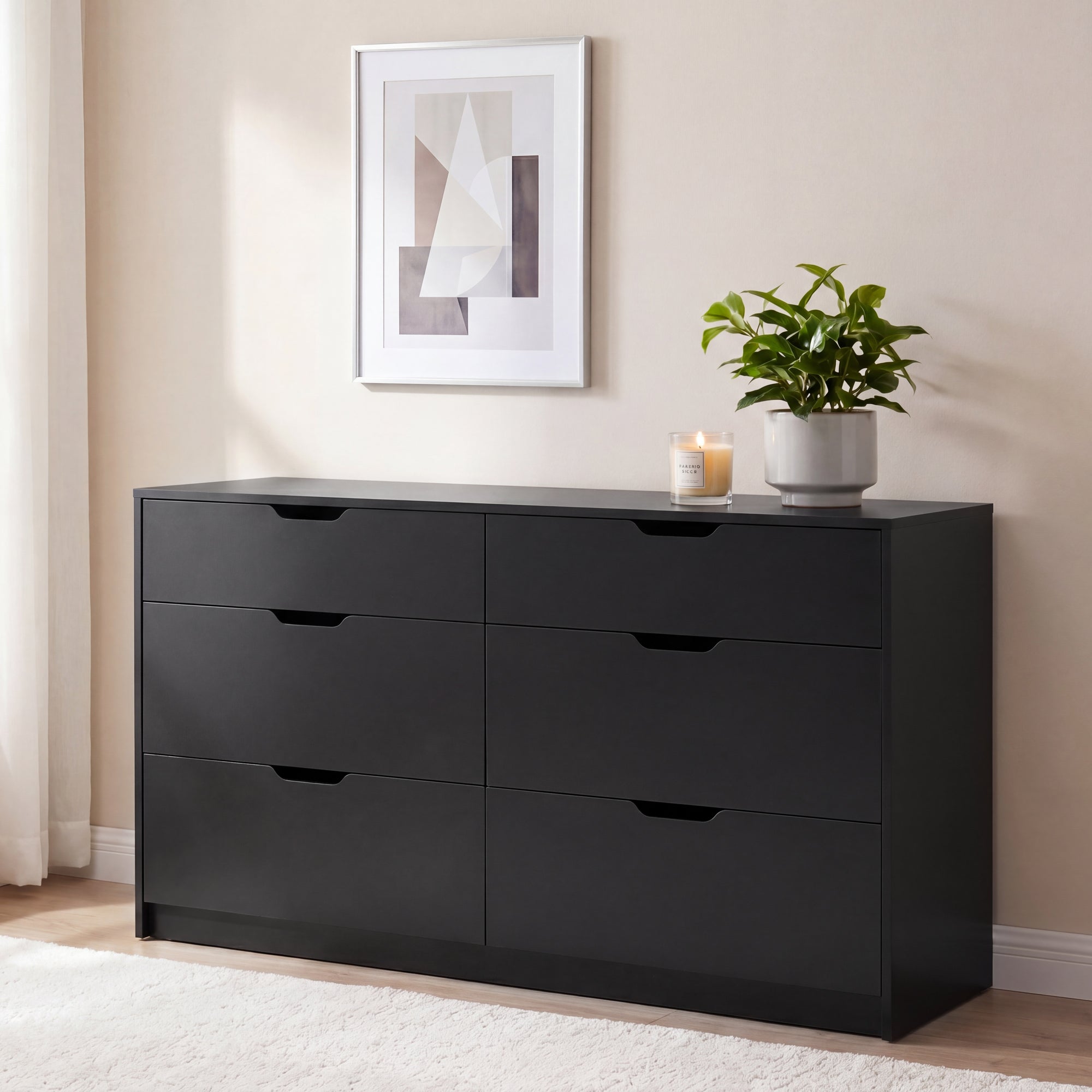 homall-bedroom-kommode-6-schubladen-wei-grifflos-holz image 2