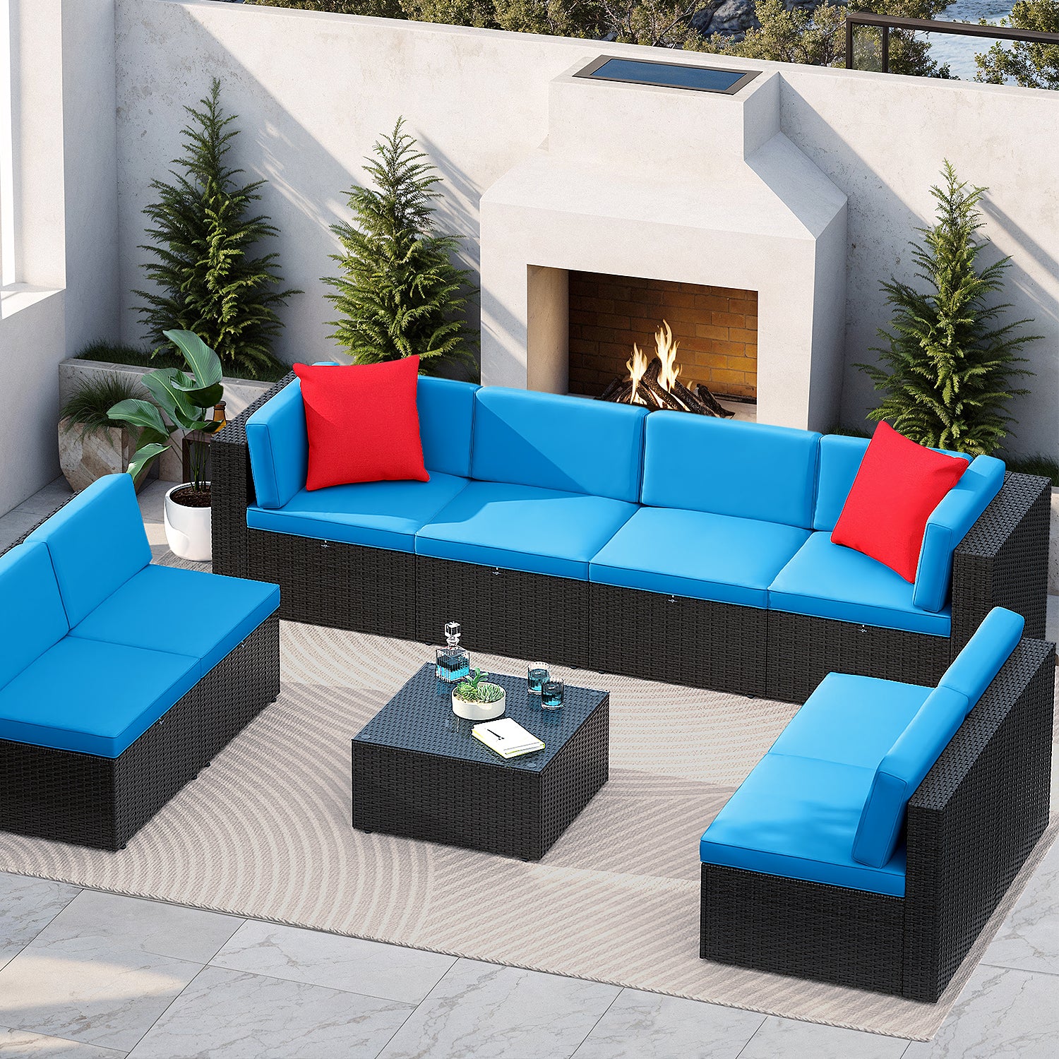 homall-patio-furniture-rattan-lounge-set-8-tlg-feuertisch-beige image 6