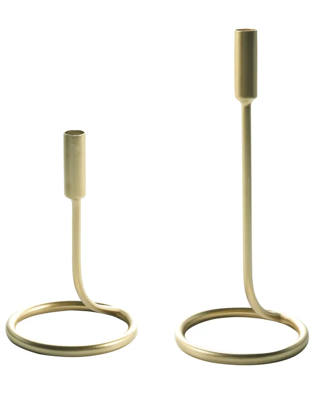beliani-kerzenhalter-gold-metall-2er-set-19-28-cm-modern image 1