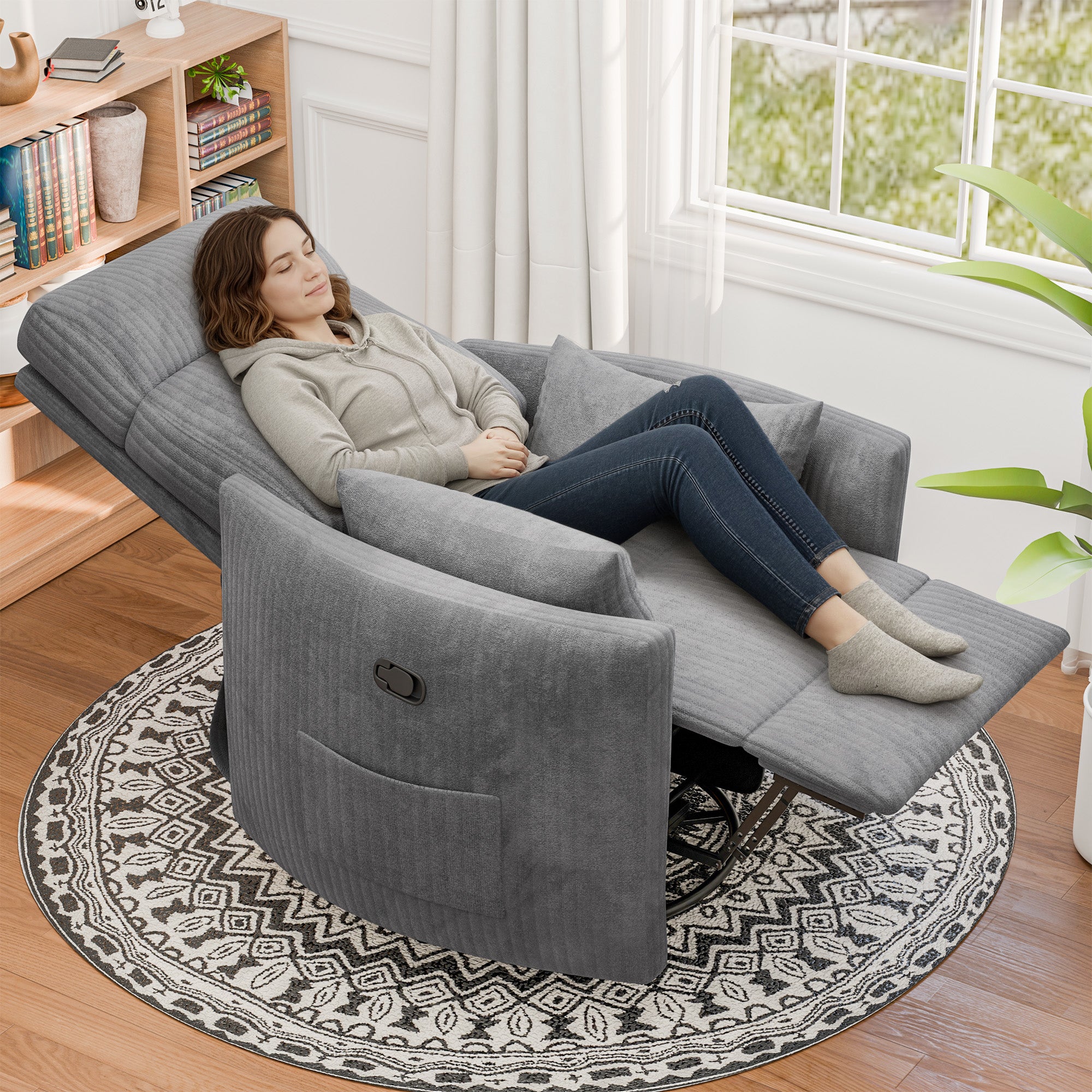 homall-recliner-chair-schaukelsessel-dunkelgrau-massage-stillstuhl image 1