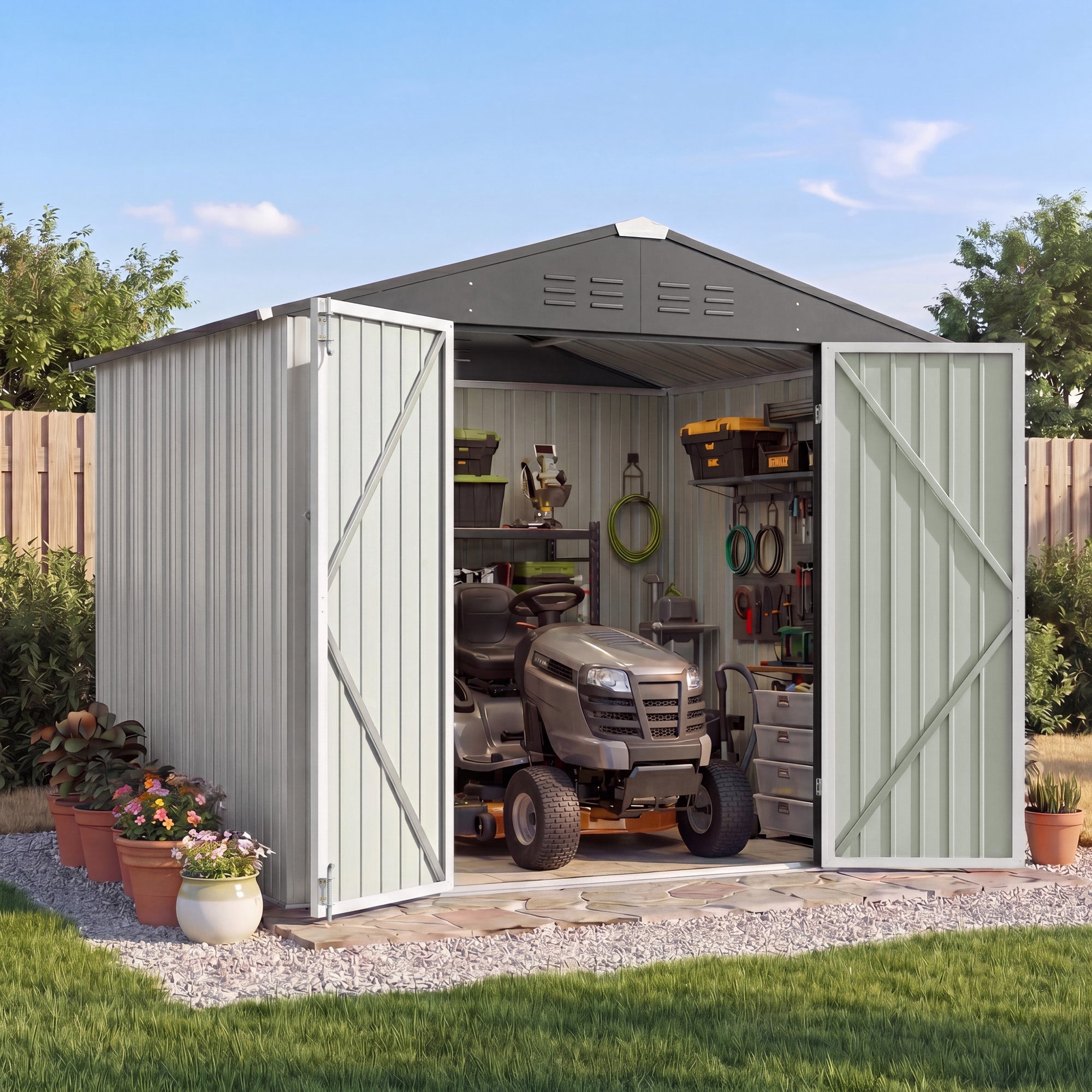 homall-metal-shed-ger-tehaus-metall-6x4-ft-braun-abschlie-bar image 3