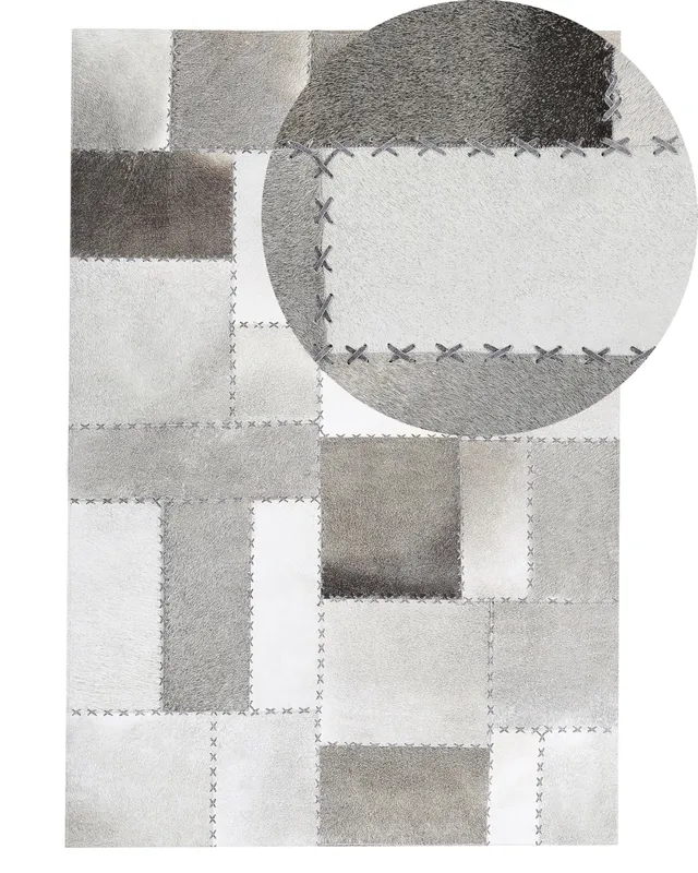 beliani-teppiche-pervari-lederteppich-140x200-taupe-braun-patchwork image 1