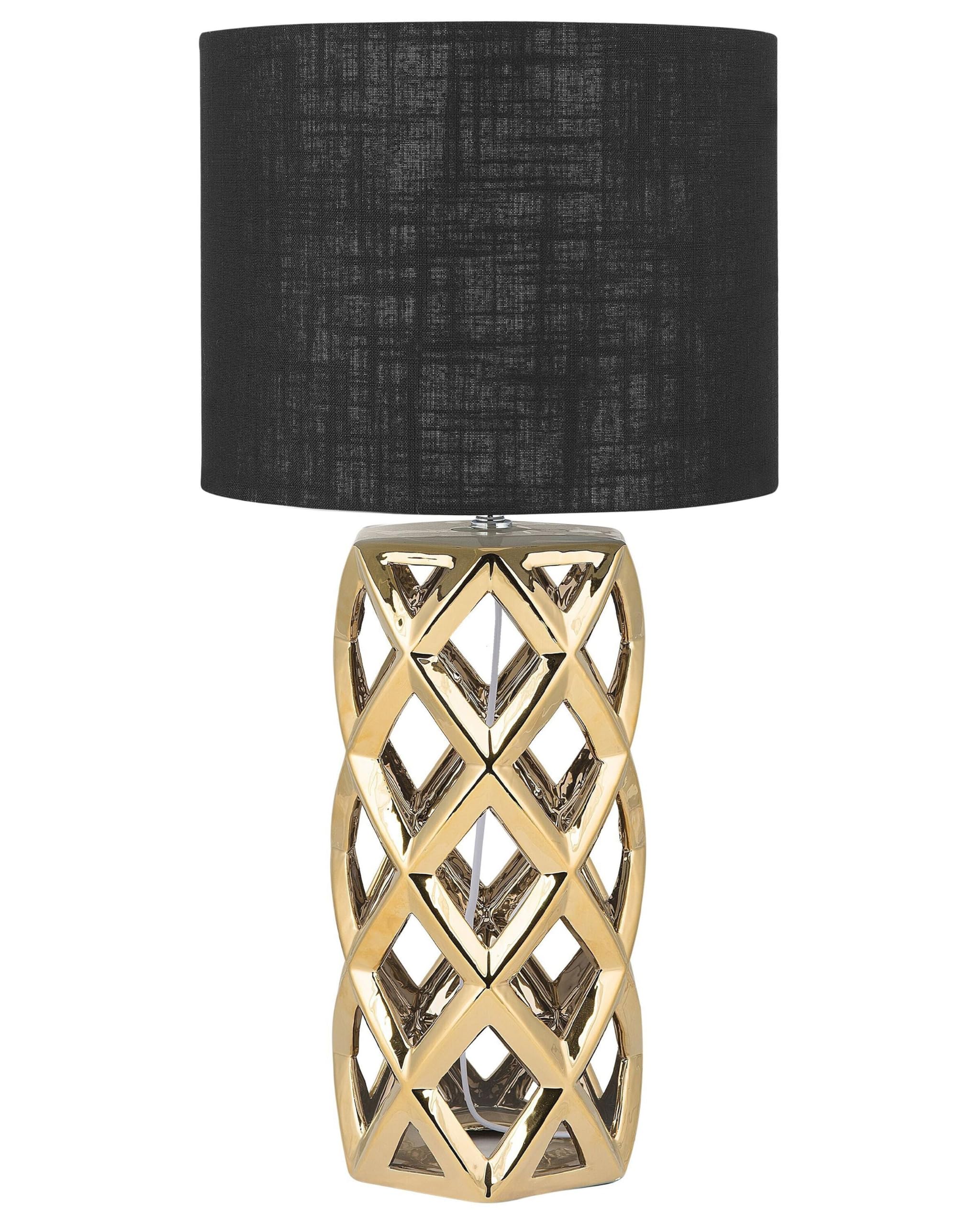 beliani-sejla-tischlampe-keramik-gold-schirm-schwarz-71-cm image 1