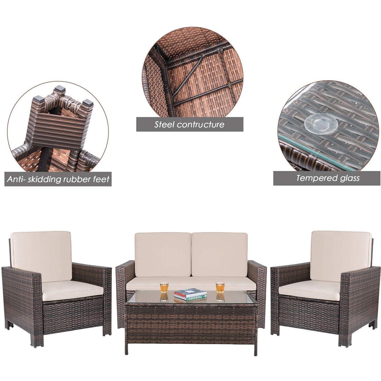 homall-sitzgruppe-rattan-4-teilig-garten-lounge-beige image 4